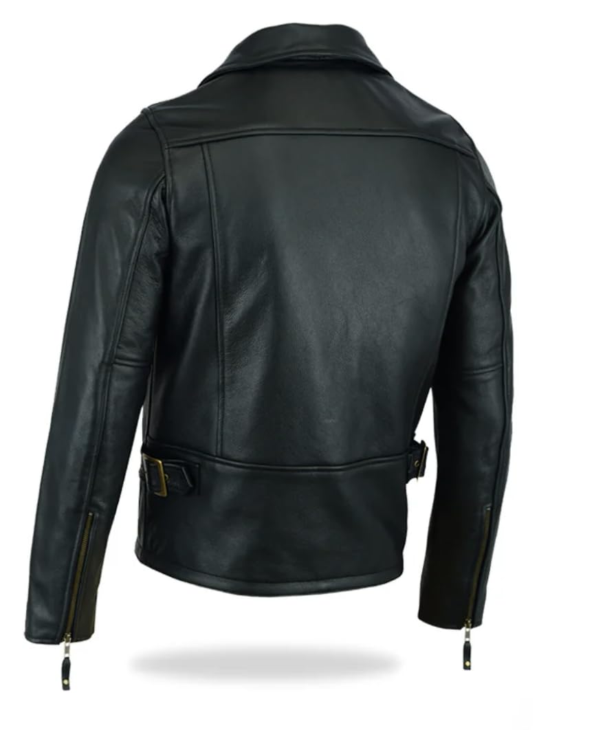 TackField Men's Premium Motorcycle Cowhide Leather Jacket - Heavy Duty Biker Club Style Jacket (US, Alpha, XX-Large, Regular, Regular, Black)