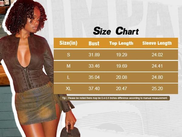 RISCUYY Black Leather Jacket Women Bodycon Long Sleeve Studded Zip Up Cropped Leather Jacket Women 2026