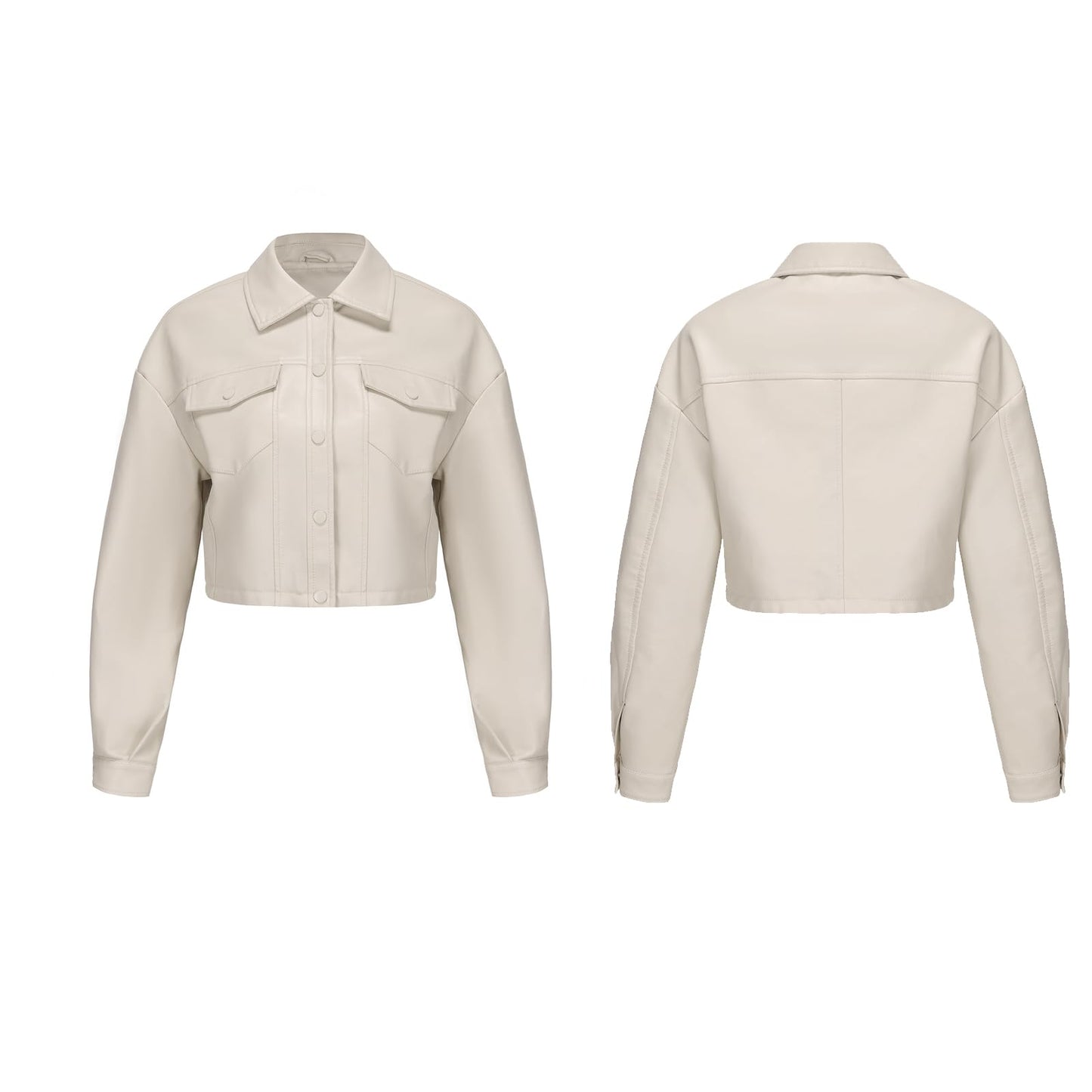 CHIGUO Women Faux Leather Cropped Jacket Trendy Moto Biker Short Jacket Fashion PU Coat Party Jacket