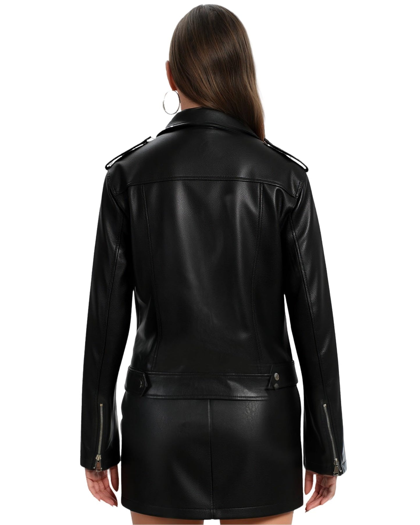 Women Faux Jacket Leather Cropped Bomber Coat Fall 2026 Spring Outfit lady Fashion Clothes Fake Suede Sherpa Motorcycle Biker Moto Racer Aviator Long Lady Thin Blazer Oversized Plus Size Black