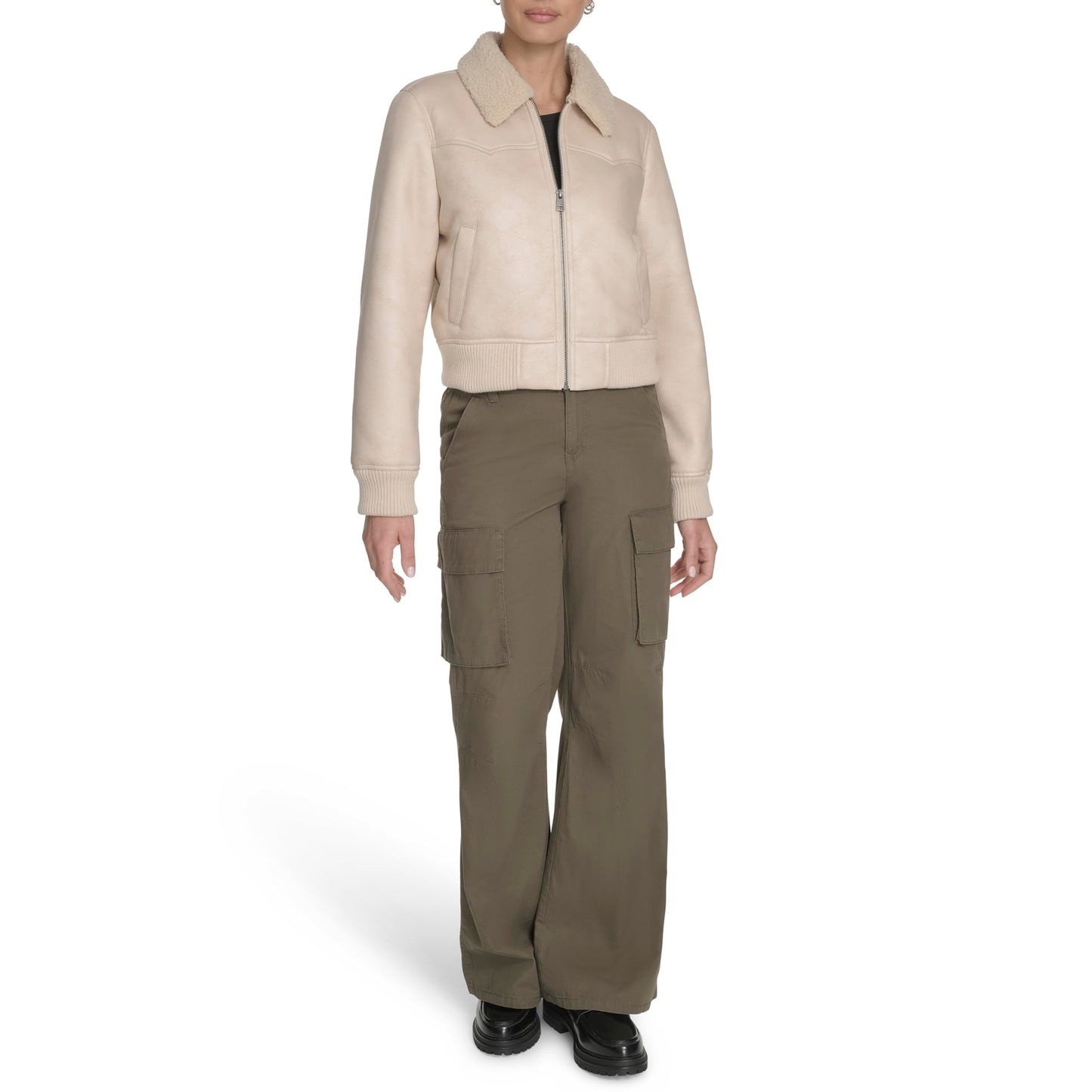 Levi's Women's Faux Shearling Western Bomber, Almond Milk, X-Large