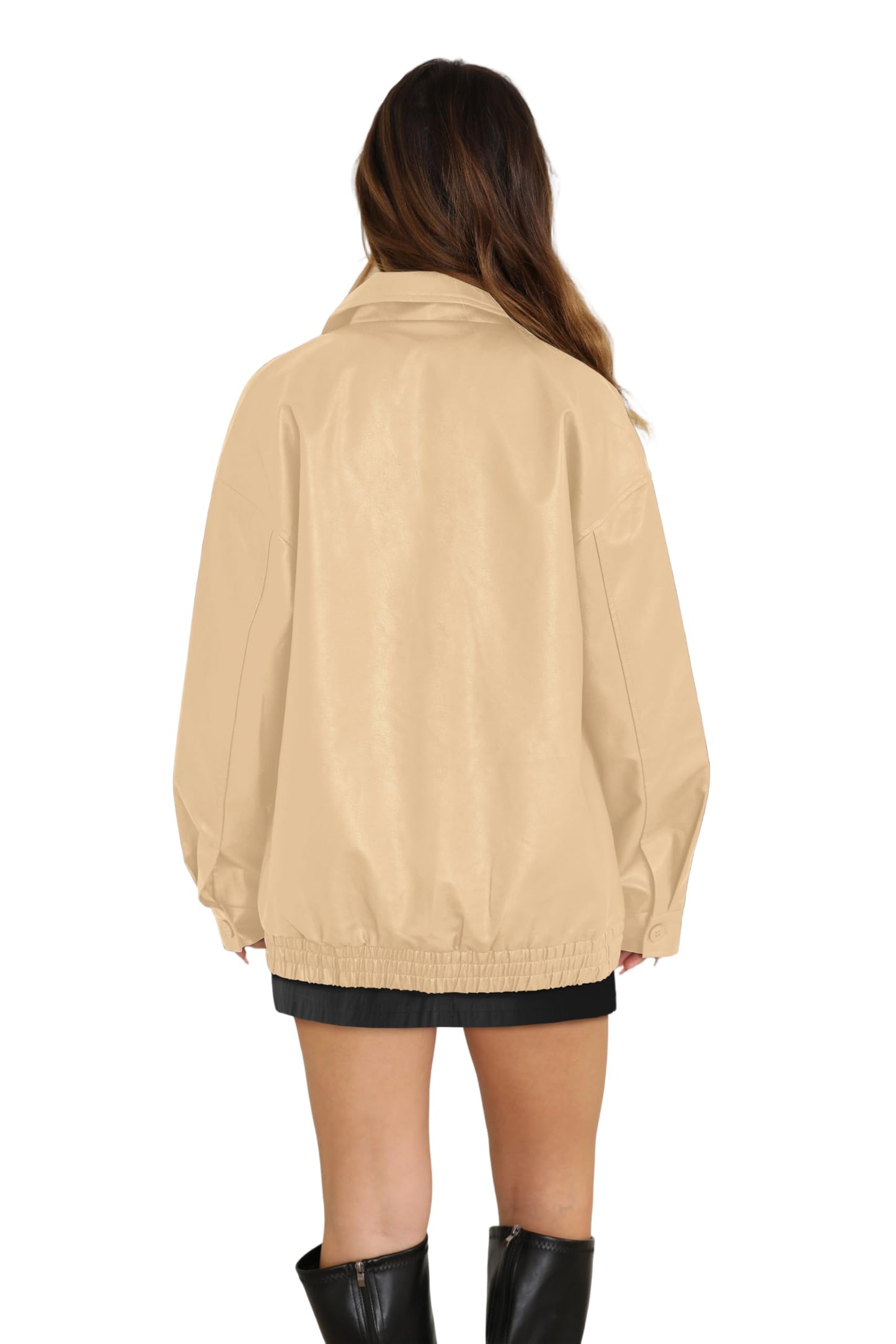 WIHOLL Womens Oversized Leather Jackets Faux Suede Fall Fashion Motorcycle Coats Winter Outfits Clothes Y2k Tops Khaki S