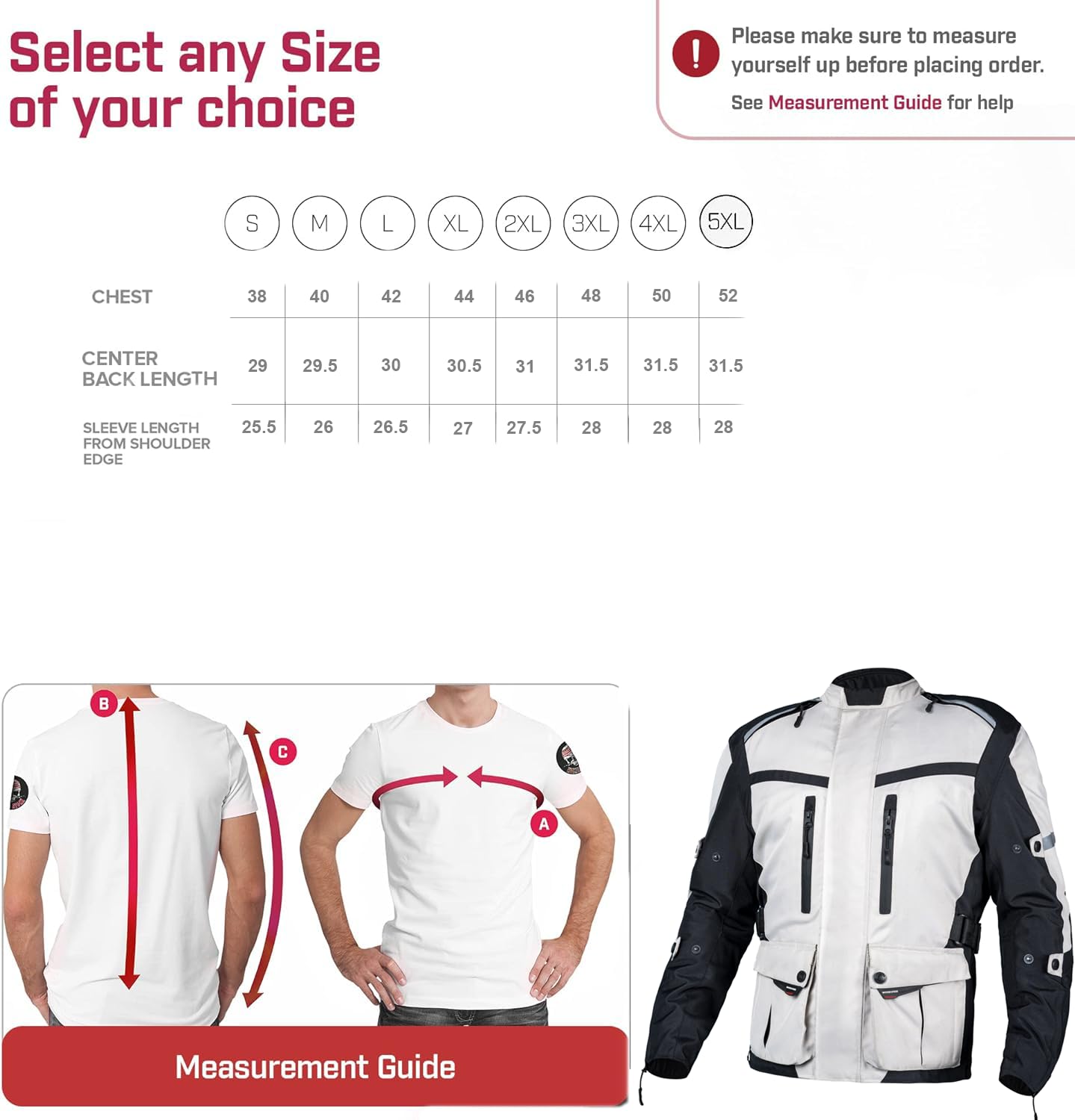 WICKED STOCK Waterproof Motorcycle Jacket Men - CE LEVEL2 Reflective Motorcycle Armor Biker Jacket Men with 8 Pockets - 4 Season Mens Motorcycle Jacket with Adjustable Biceps, Forearms and Waist