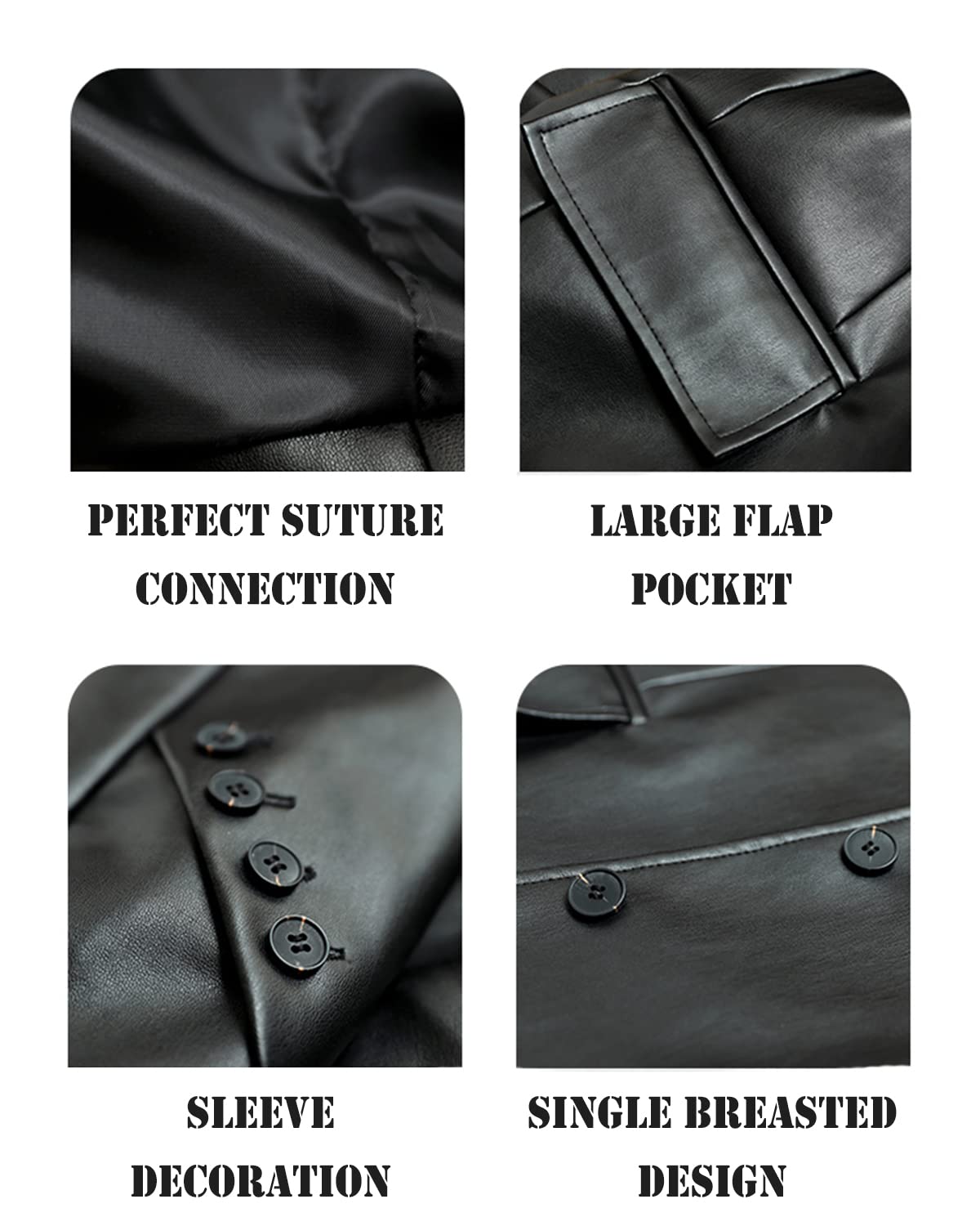 LY VAREY LIN Women Faux Leather Belted Shirt Jacket Lapel Blazer Coat with Bust Pocket