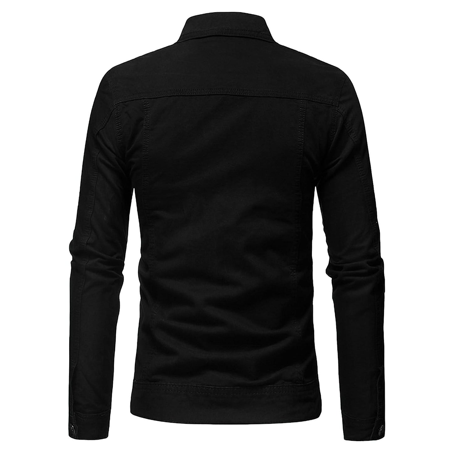 amropi Men's Casual Classic Denim Jacket Slim Fit Fashion Jean Coat Black, M