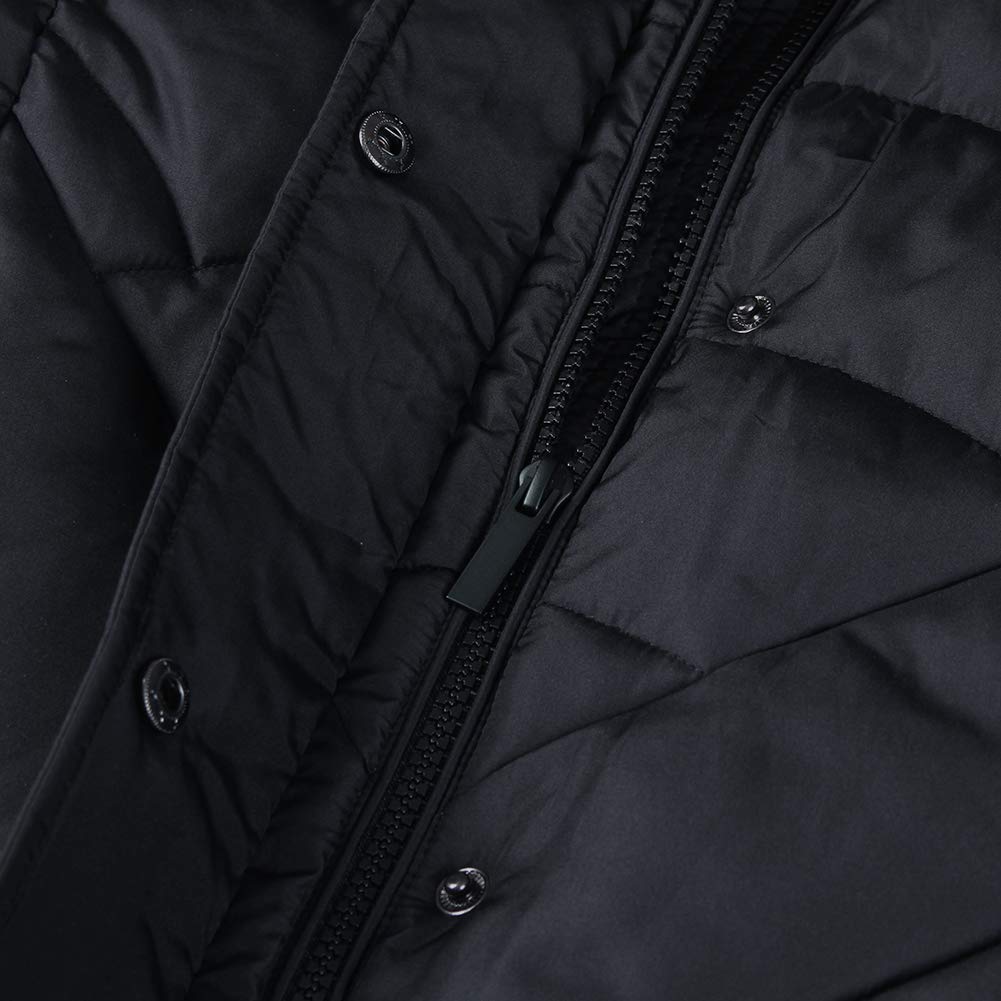 BINACL Women's Fashion Hoodie Thickened Black Jacket, Down Alternative Spring Gift Parka Puffer Cotton Padding Outwear Climbing Long Sleeve Jacket with Fur Hood Great with Sweaters(Black,XL)