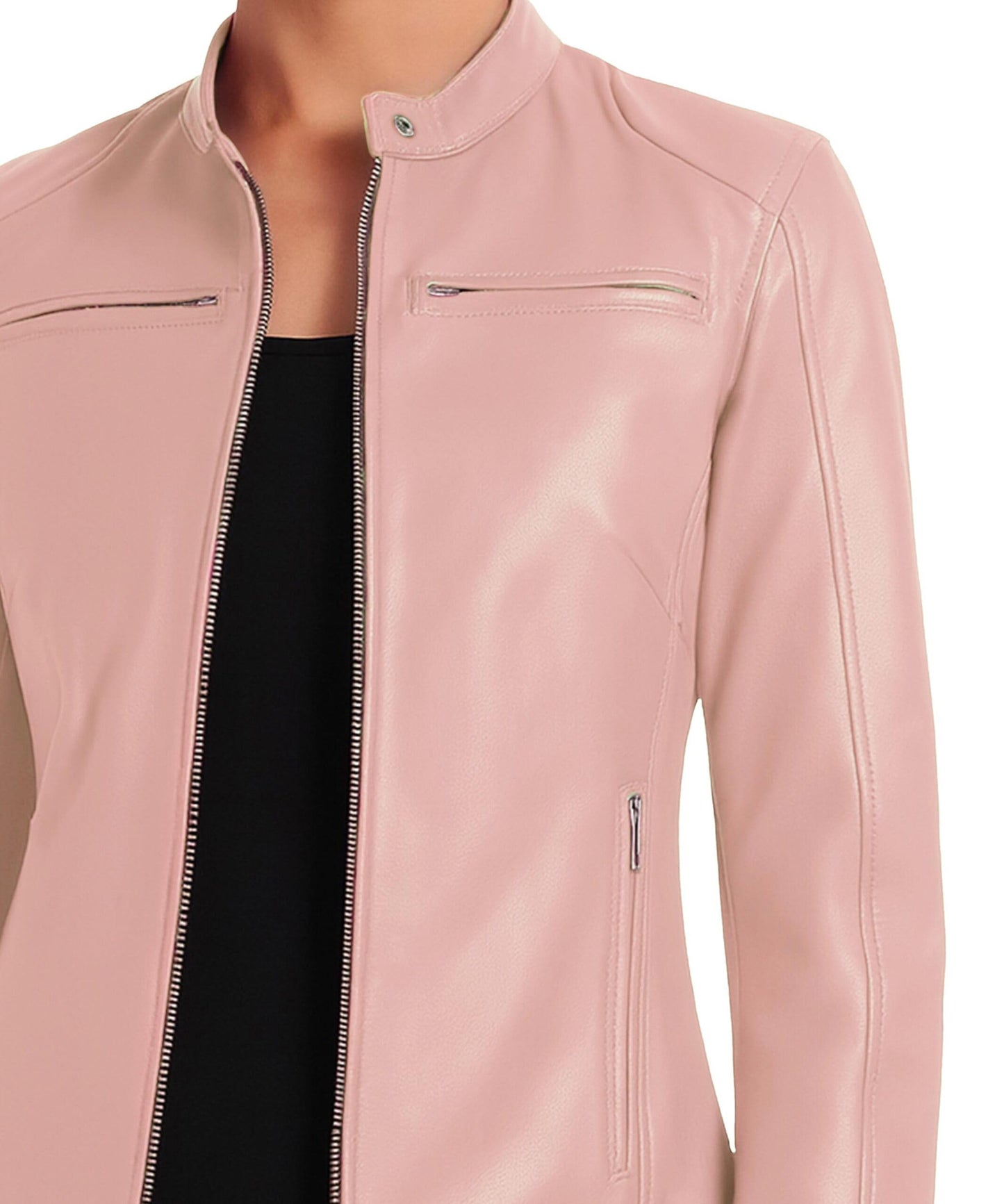 J'Jackin Genuine Lambskin Pink Leather Jacket Women - Biker Style Womens Leather Jackets | Ddge L.Pink, XXL