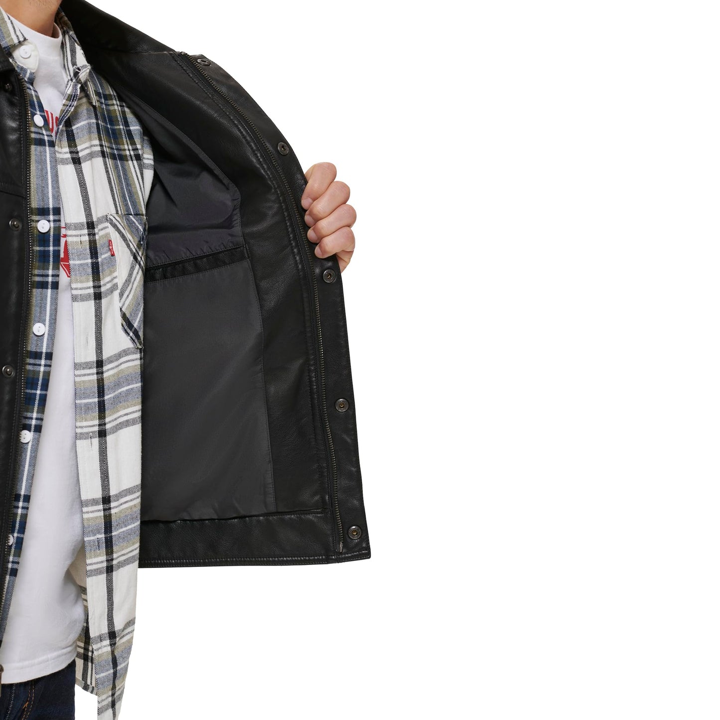 Levi's Men's Faux Leather Classic Trucker Jacket, New Black, Small