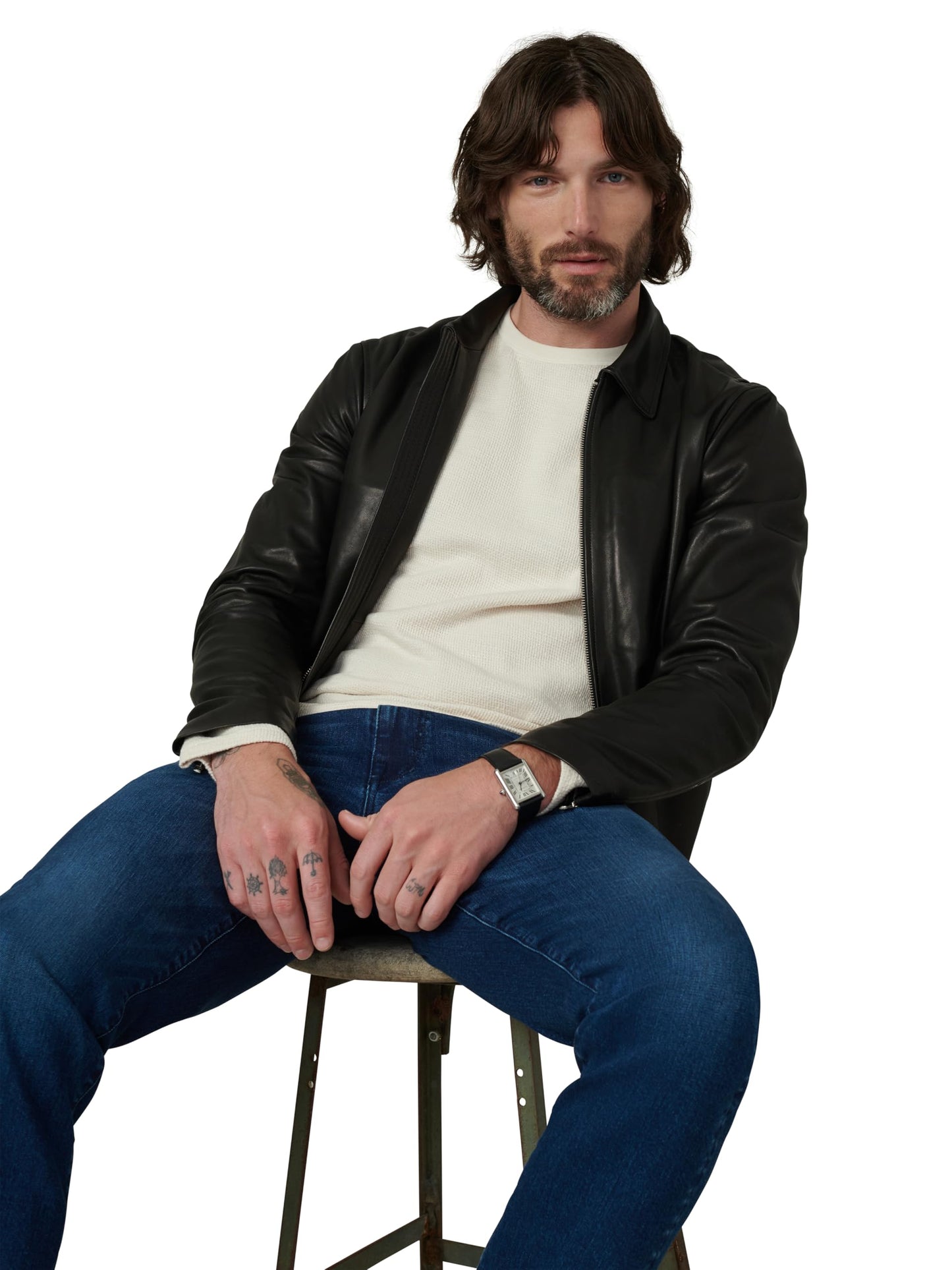 Joe's Jeans Men's Refined Leather Moto Jacket, Black