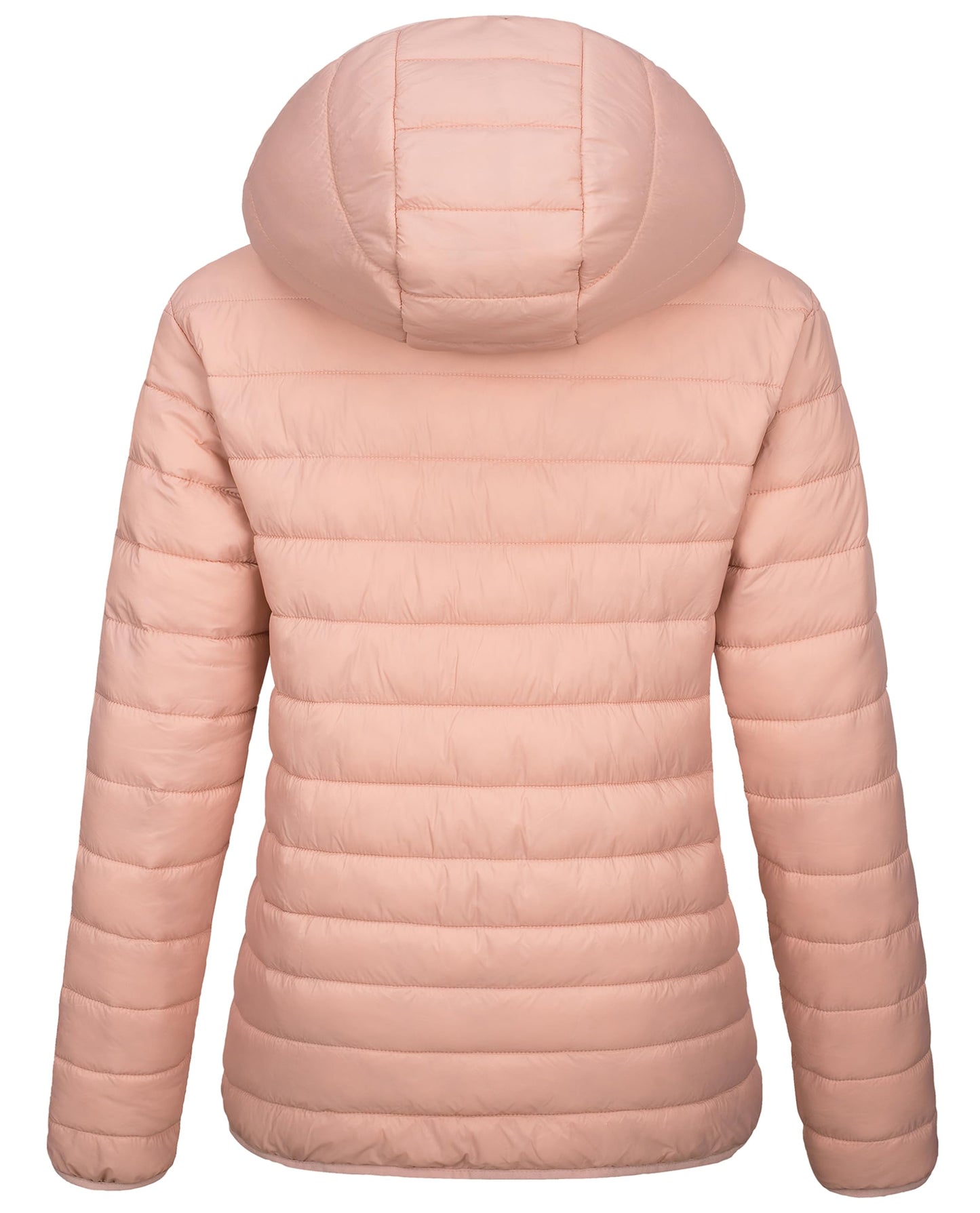 MAGCOMSEN Puffer Jacket for Women with Hood Lightweight Quilted Padded Jacket 4 Pockets Full Zip Long Sleeve Coat, White L