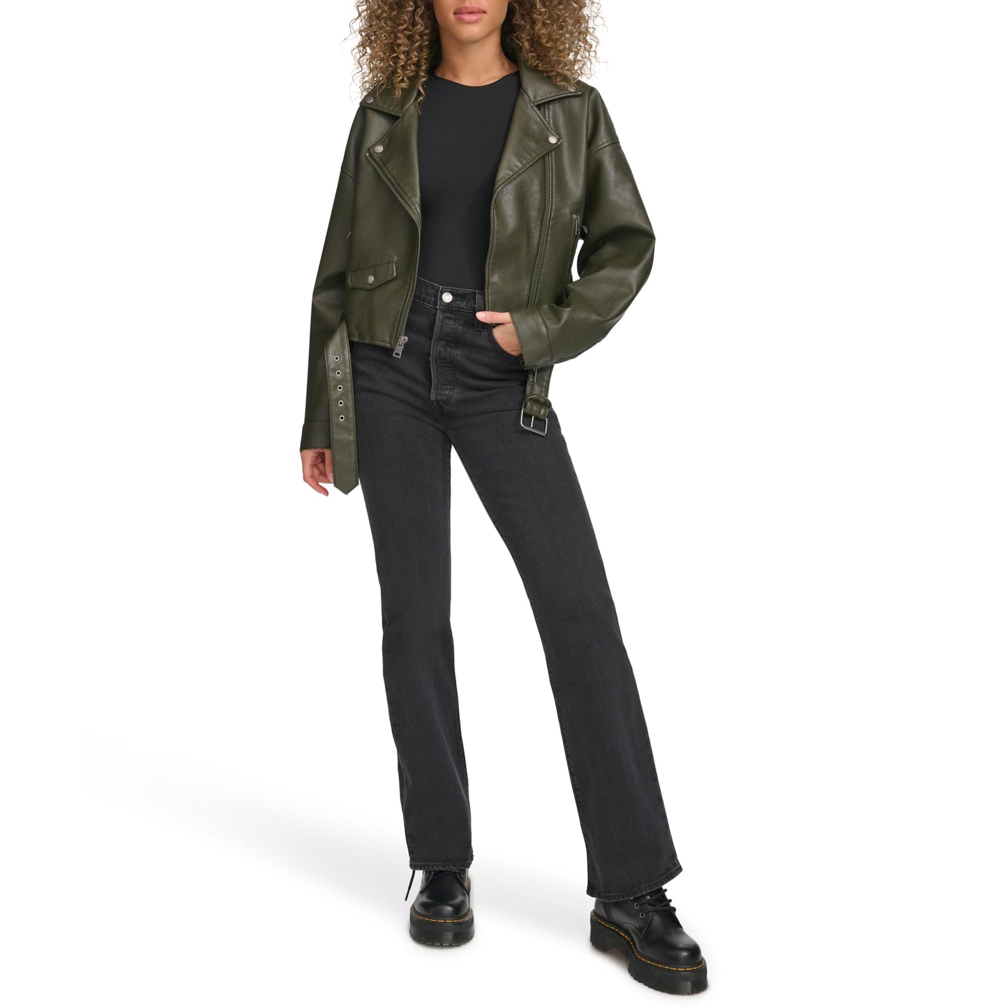 Levi's Women's Faux Leather Cropped Moto Jacket, Forest, Small