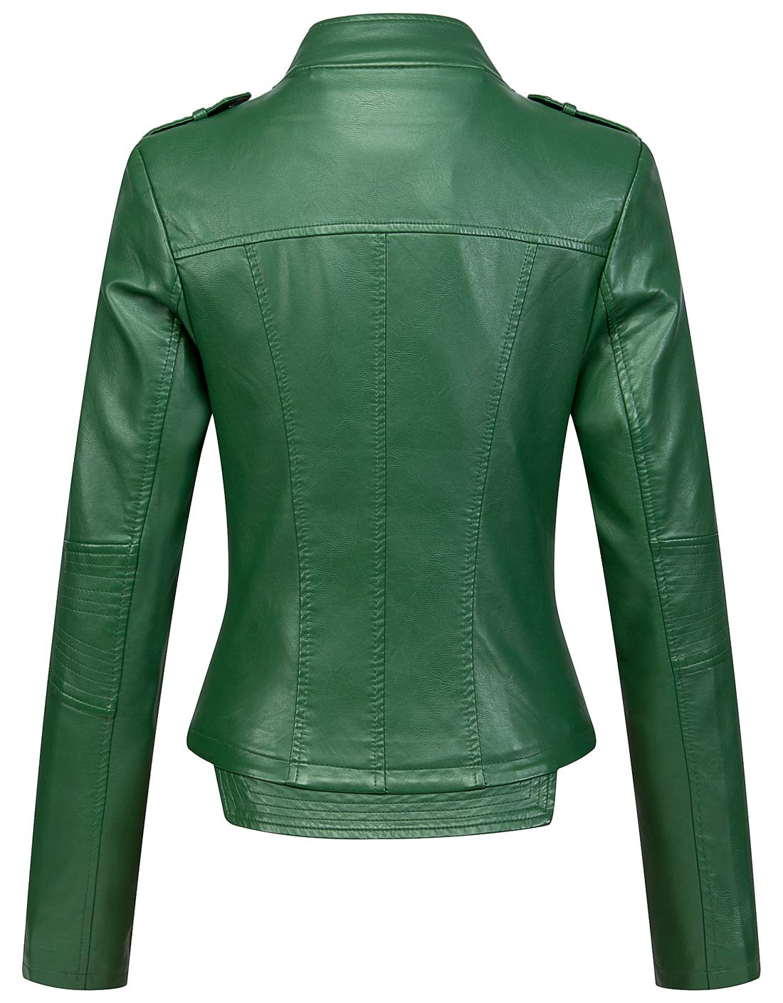 chouyatou Women's Candy Color Asymmetric Zip Slim Faux Leather Cropped Moto Jacket (XX-Large, Green)