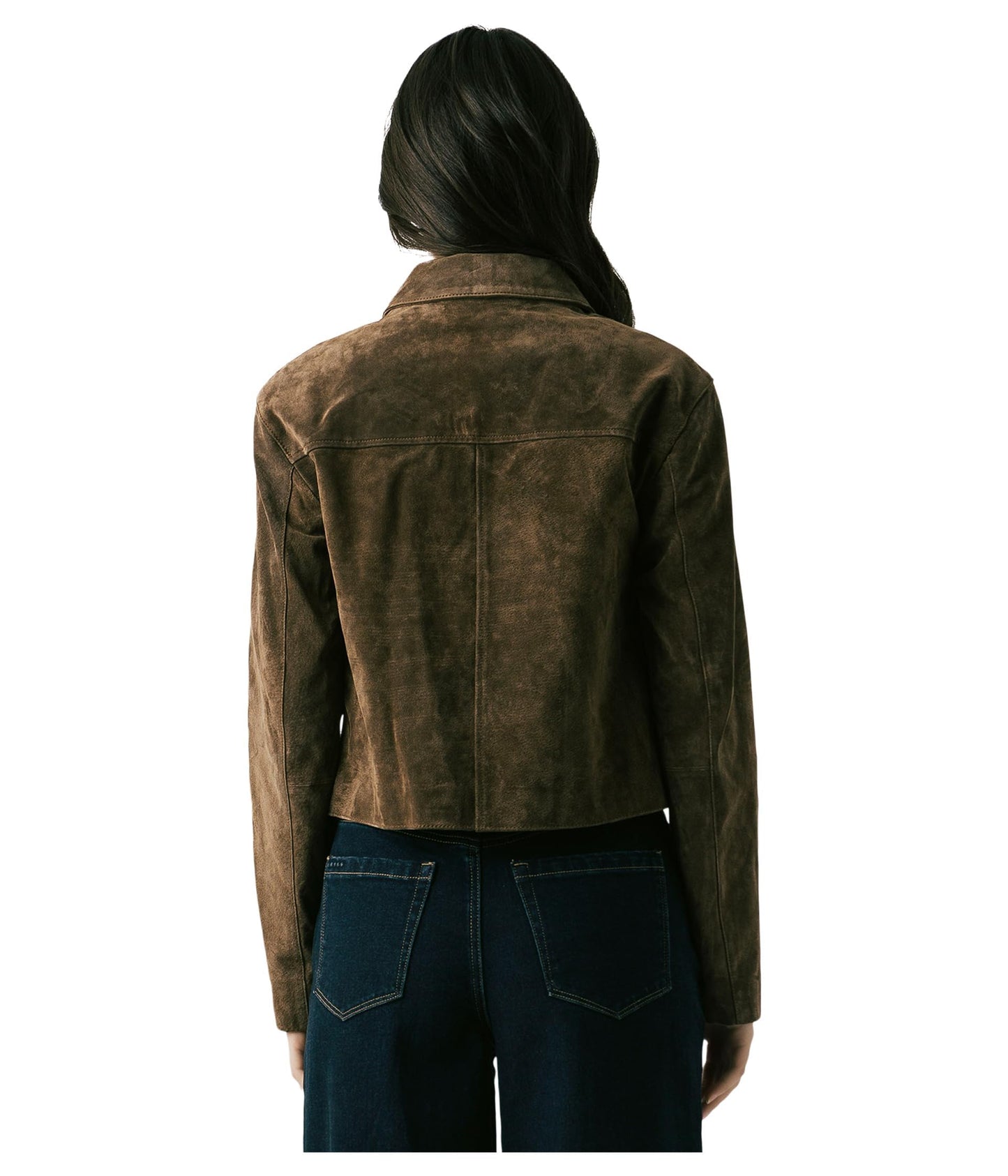 Blank NYC Womens Real Suede Cropped Blazer, Black Coffee, X-Small