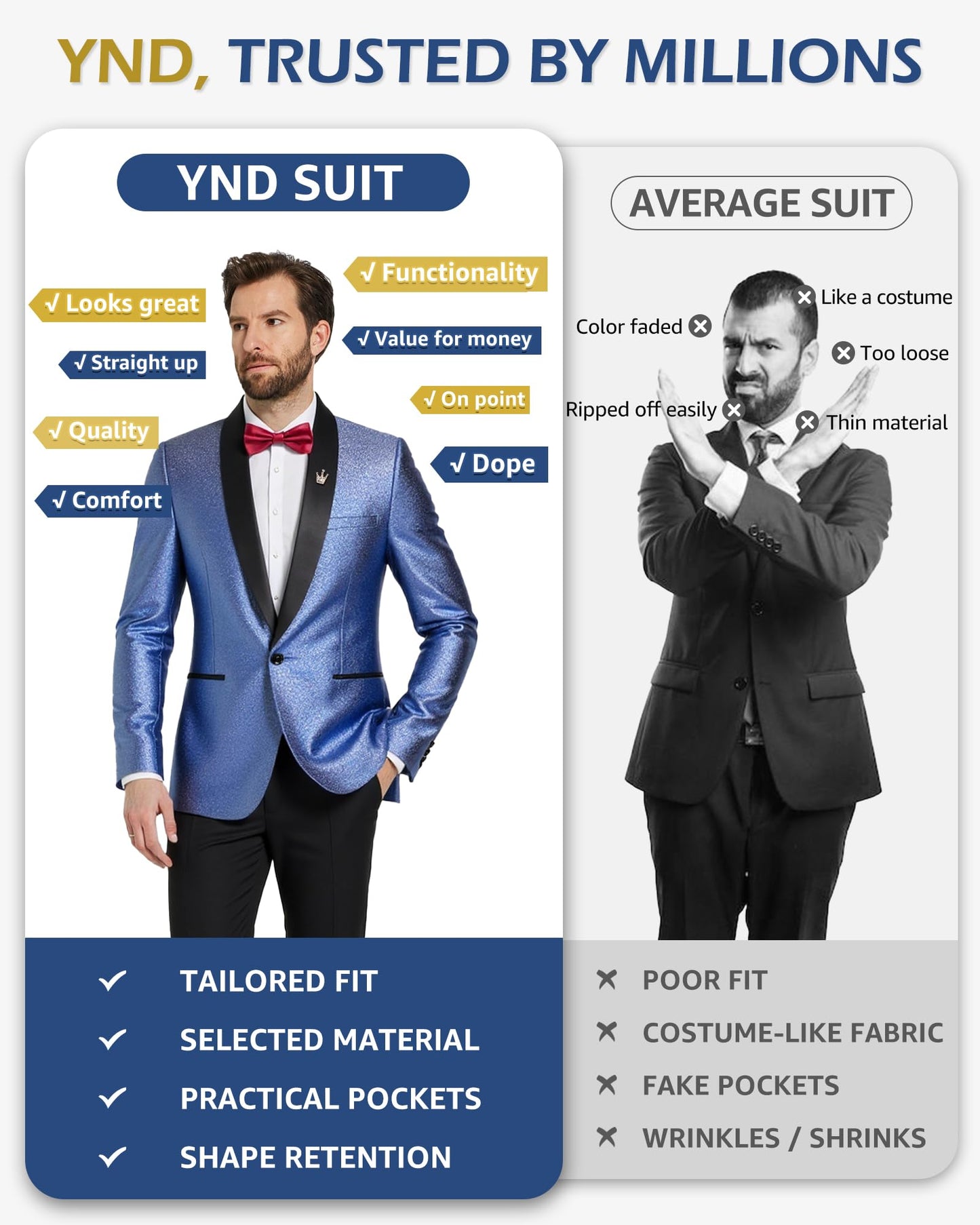 YND Men's Shiny Tuxedo Jacket, Sequin Slim Fit Blazer, One-Button Shawl Lapel Suit for Party, Prom, Wedding, Dinner Gold-Pink