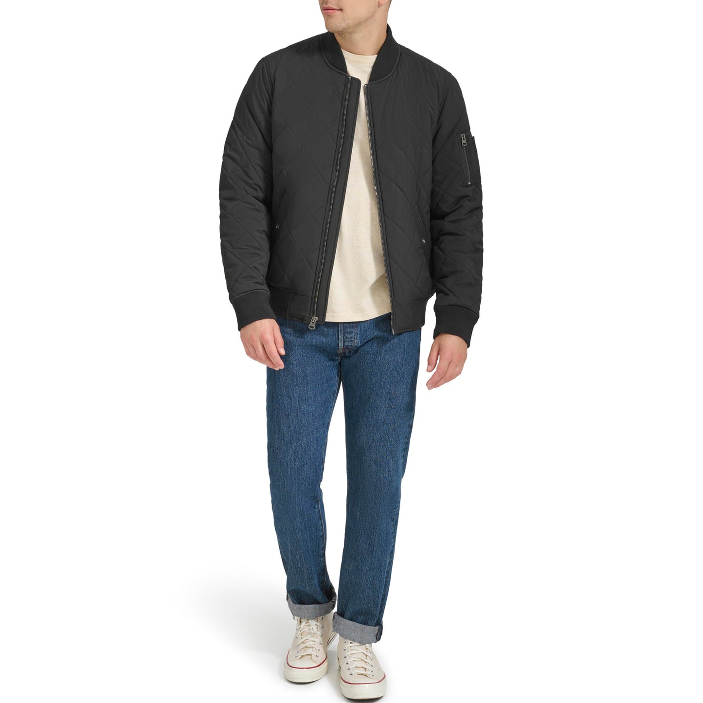 Levi's Men's Diamond Quilted Bomber Jacket, Black, Large Tall