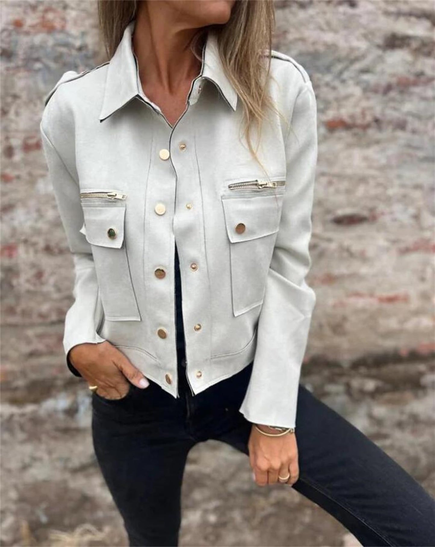 utcoco Womens Cropped Suede Leather Jacket Fashion Motorcycle Bomber Jackets Fall Winter Coats for Women 2025 (Large, White)