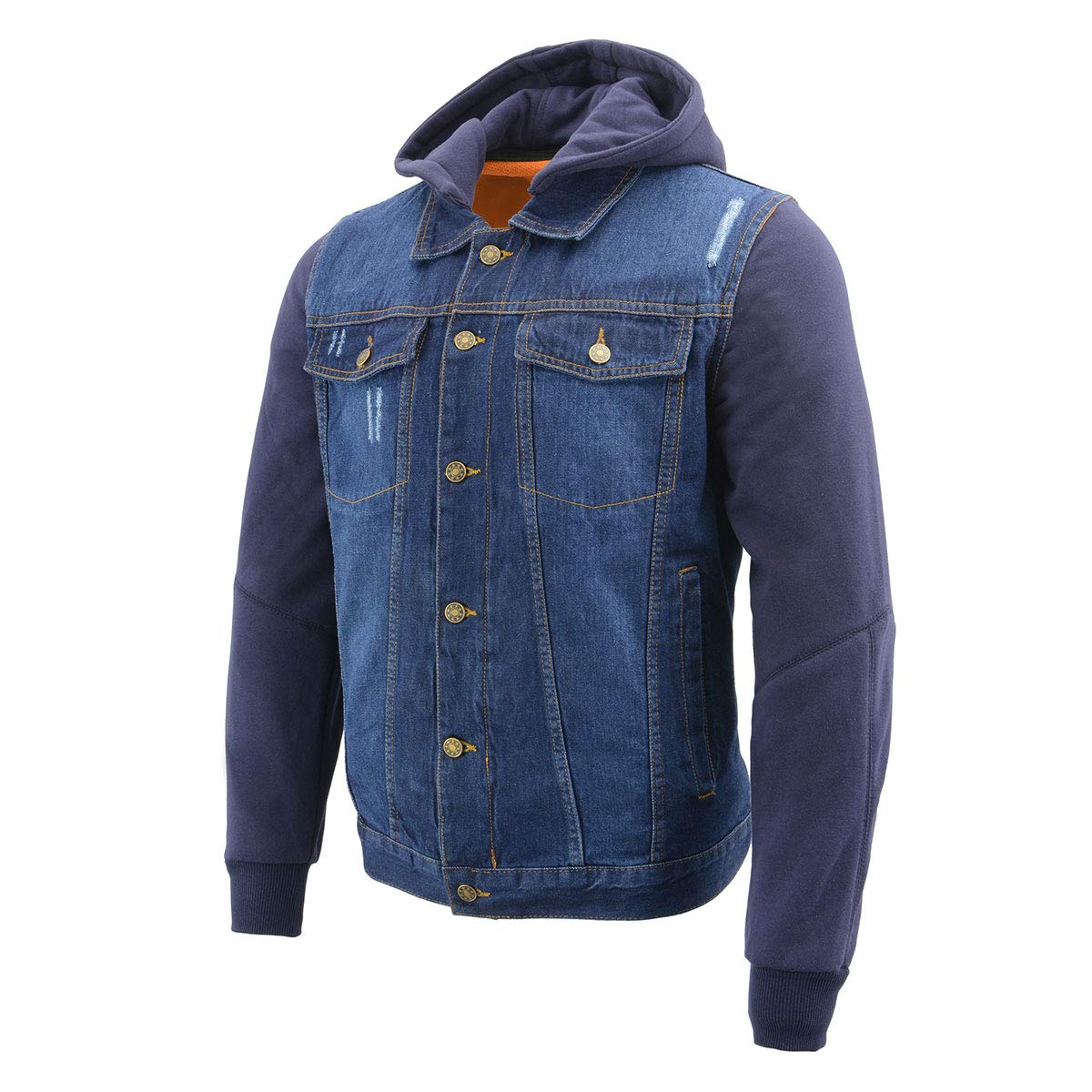 Milwaukee Leather Men's Classic Motorcycle Denim Jacket For All Weather and Riding - Large