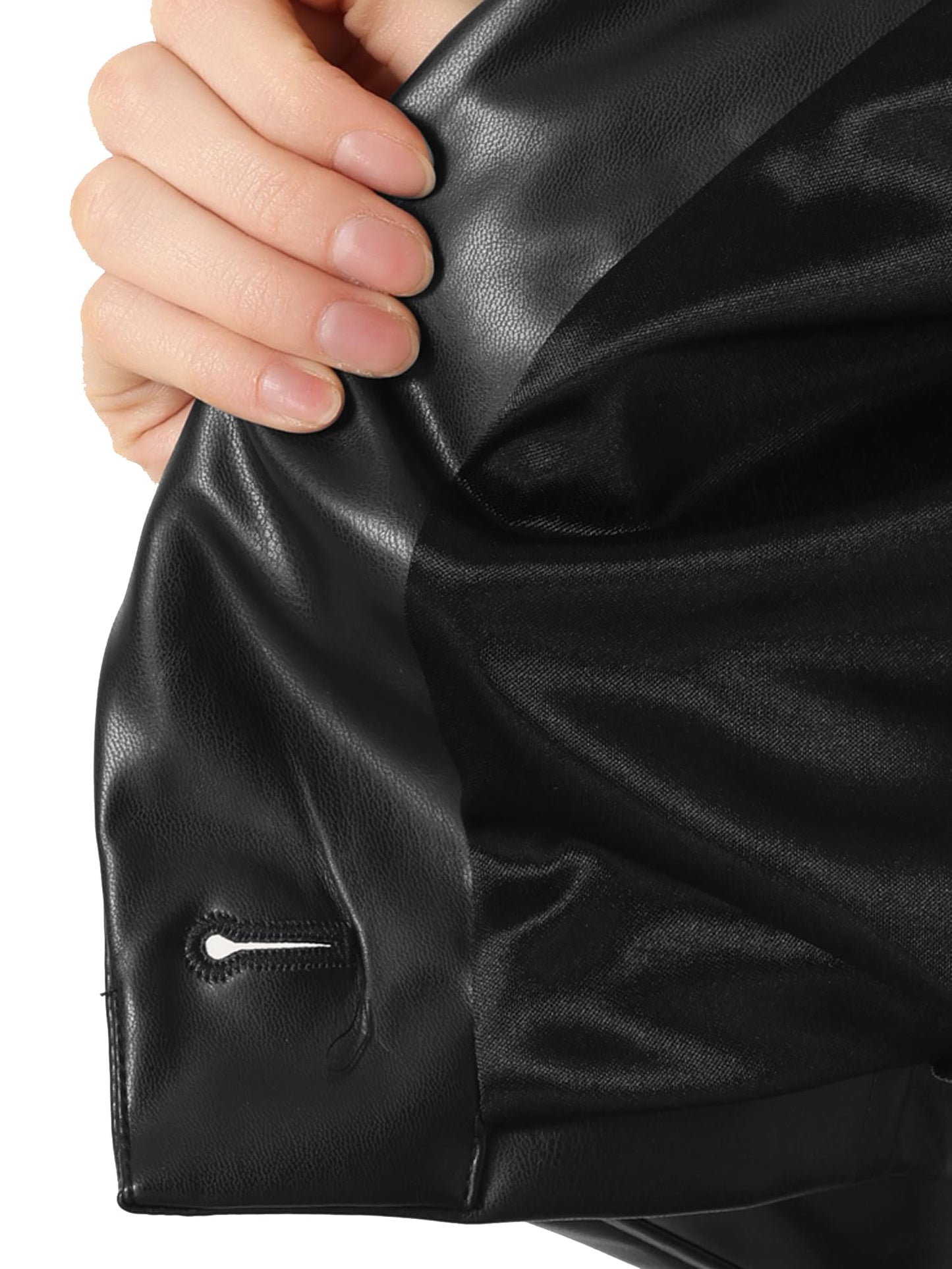 Allegra K Cropped Leather Jacket for Women's Concert PU Motorcycle Jacket Medium Black