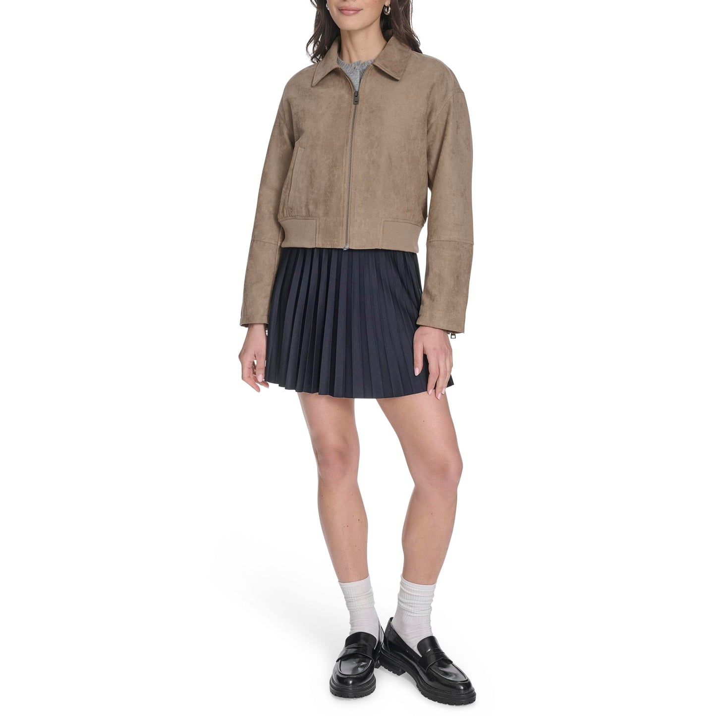 Levi's Women's Faux Leather Bomber with Laydown Collar, Tan Faux Suede, X-Large