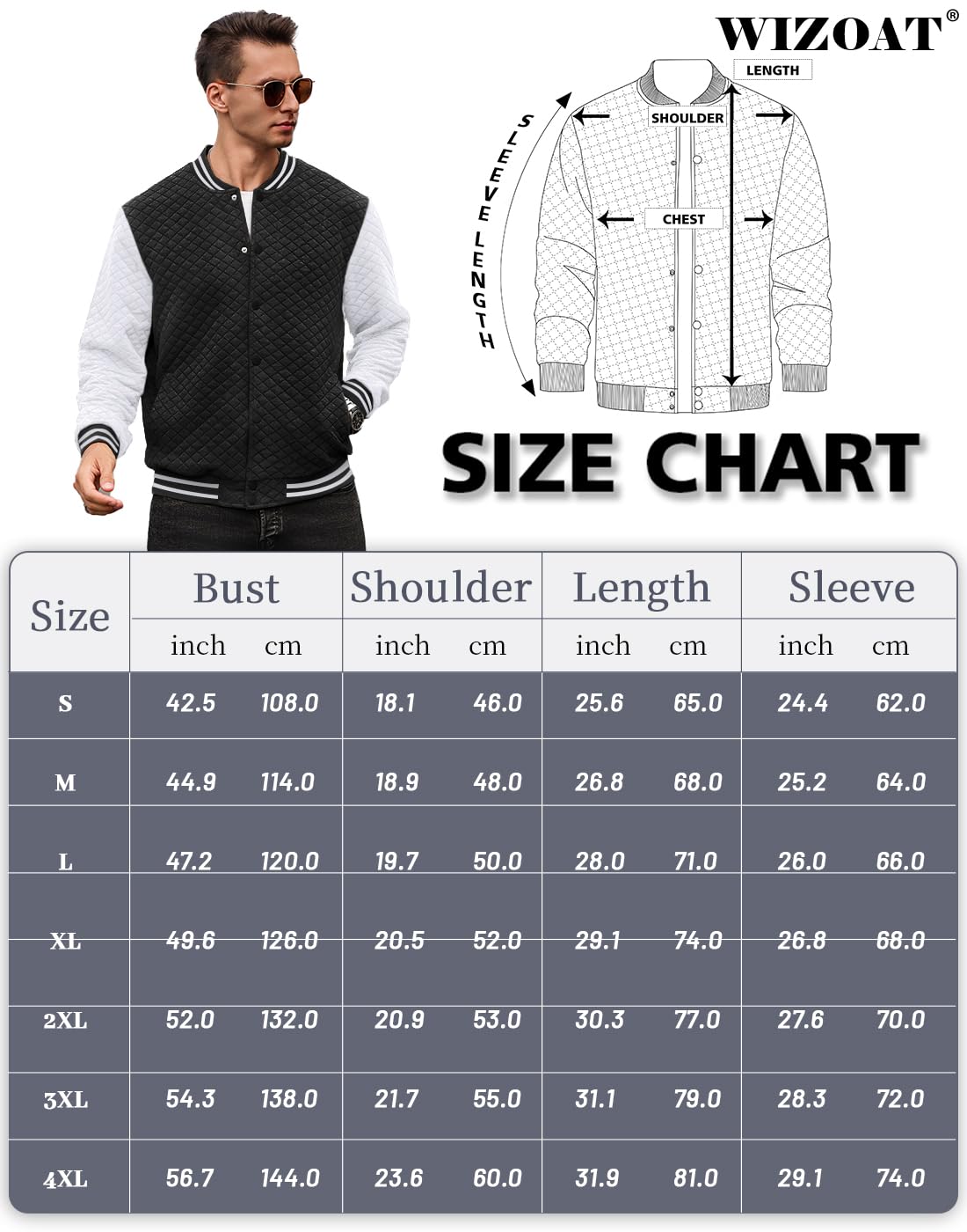 Wizoat Mens Varsity Jacket Lightweight Jacket Causal Waffle Letterman Bomber Jackets