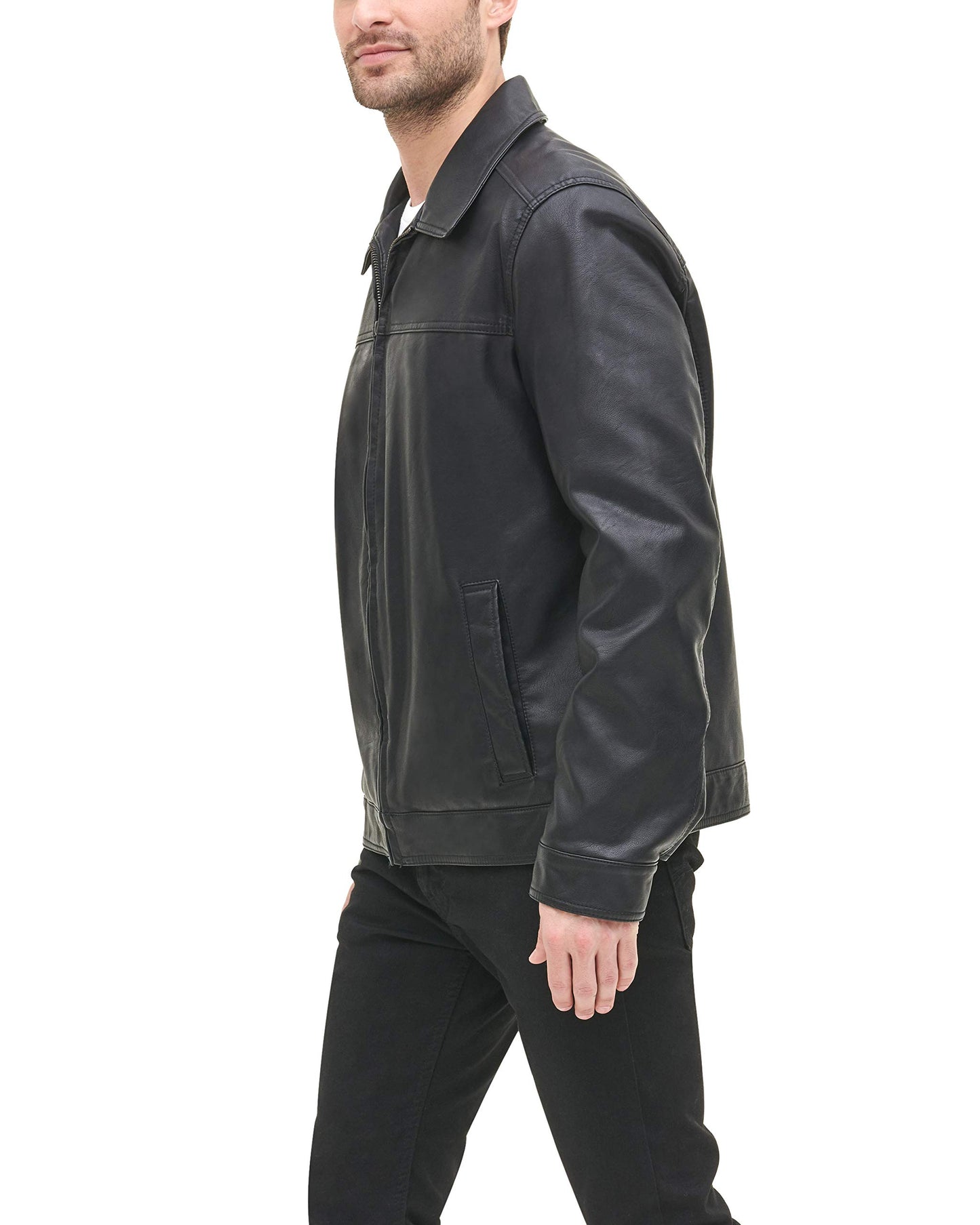 Tommy Hilfiger Men's Classic Faux Leather Jacket, black, Large