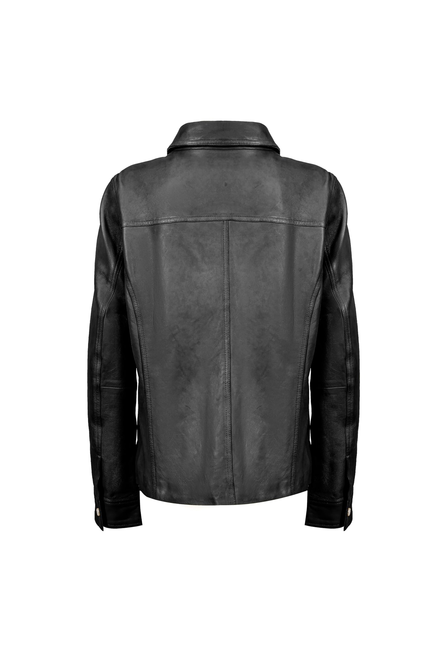 Rauly Women’s Leather Trucker Jacket – Stylish Button-up Style, Lightweight Design Womens Leather Jacket Black