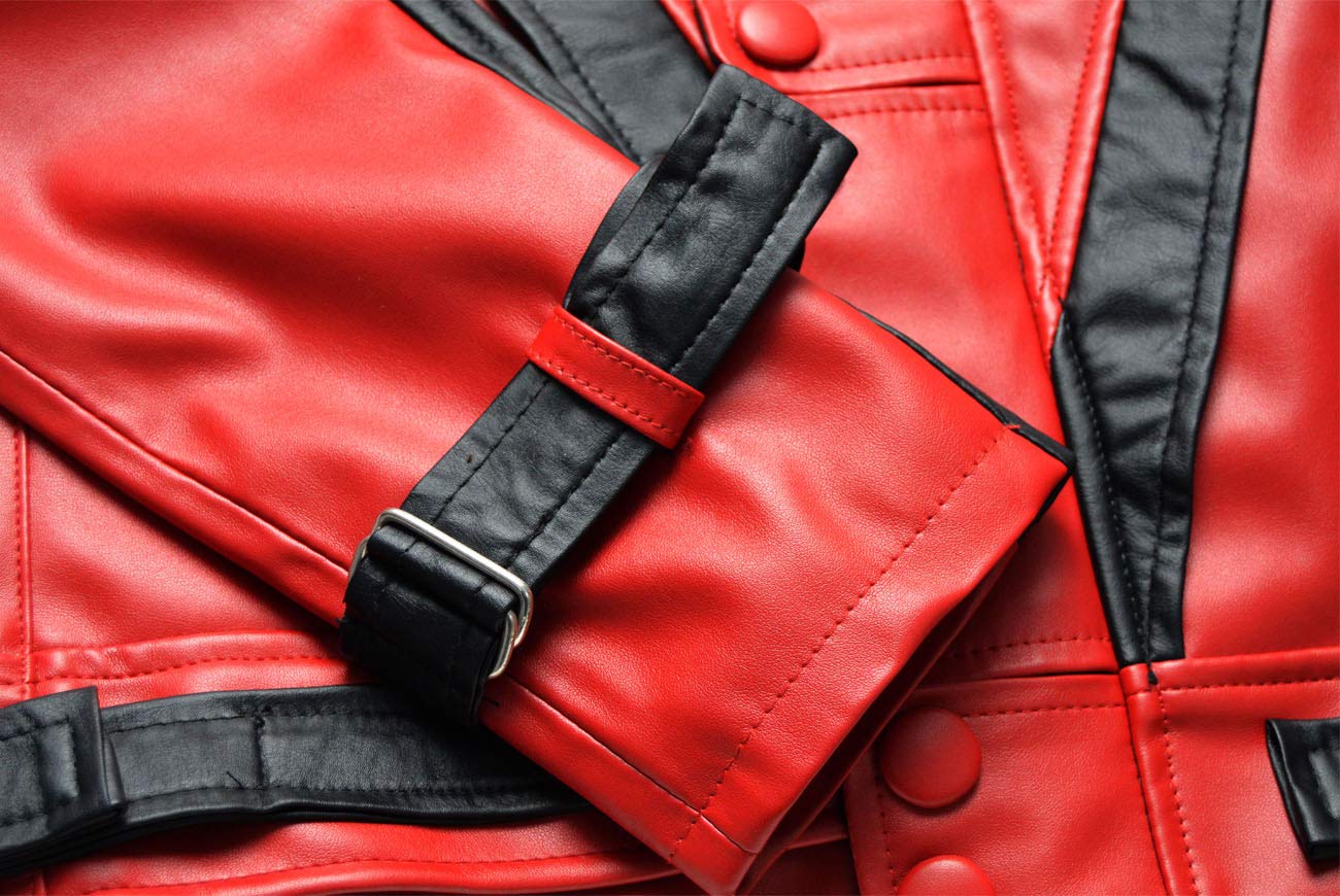 DIZLLER Party&Dance wear - Red & Black leather Jacket - FAUX Leather - 2XL