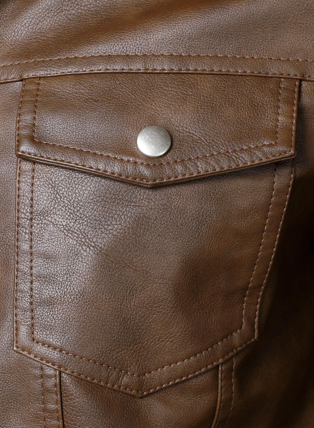 HOOD CREW Mens Leather Jacket Motorcycle Biker Jackets Casual Lightweight Faux Leather Outwear Dark Brown L