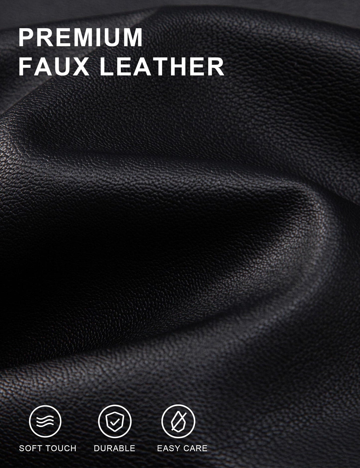 Zbrandy Black Leather Jacket Men Faux Leather Jackets Motorcycle Jacket Casual Zip Up with Turn-Down Collar Biker Outerwear Coat XL