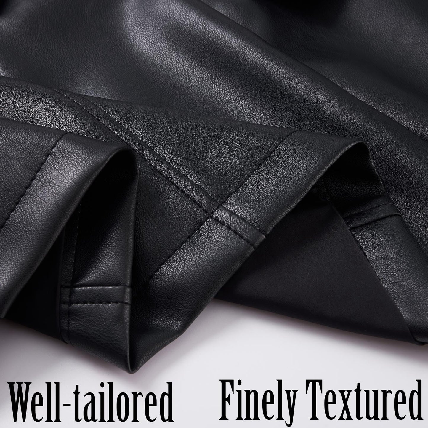 RISISSIDA Women Faux Leather Blazer Jacket Spring Fall Vegan Pleather Soft Casual Lapel Button Down Coat with Belt,Black,XL