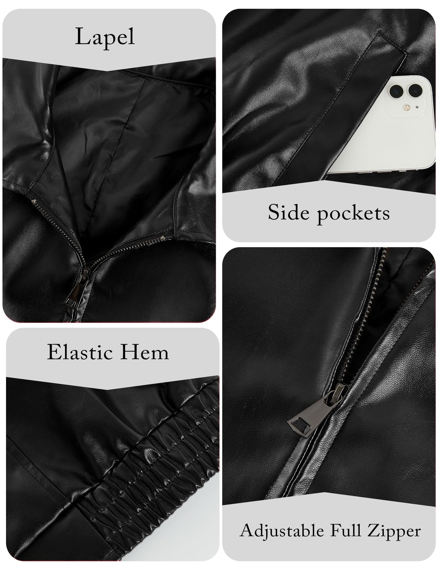 Miladusa Womens Leather Jackets Long Sleeve Warm Moto Biker Pleather Jacket Fall Coat 2026 Trendy Black M