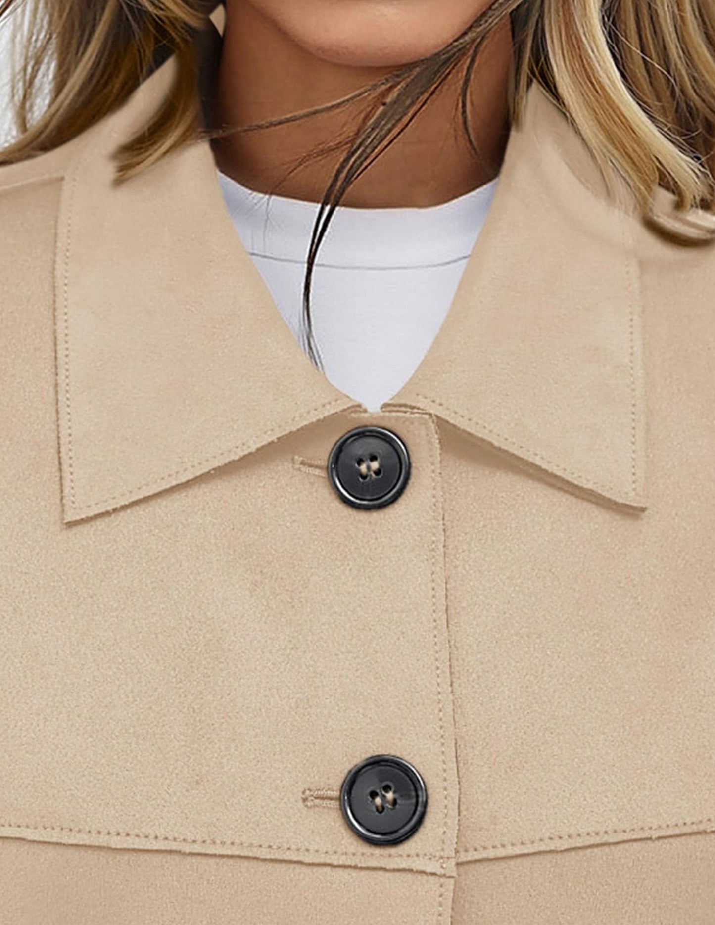 PRETTYGARDEN Women's Faux Suede Cropped Jacket Casual Lightweight Fall Fashion 2026 Winter Coats Outerwear Trendy Clothes (Beige,Small)