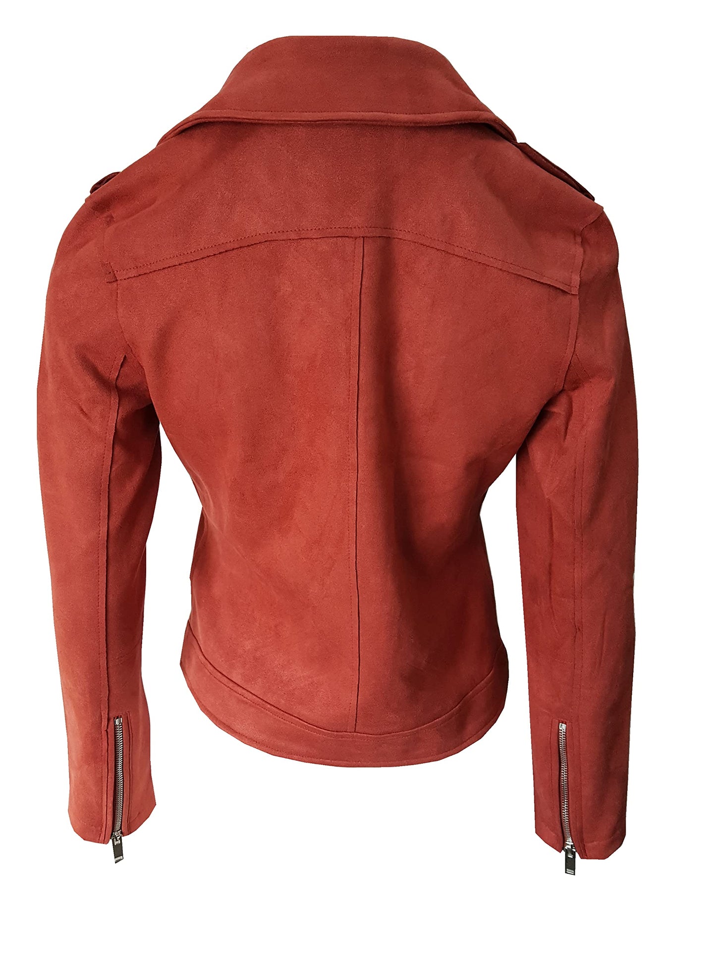 ODCOCD Faux Suede Jacket for Women Long Sleeve Zipper Up Casual Outwear (CA/US, Alpha, Large, Regular, Regular, Rust)