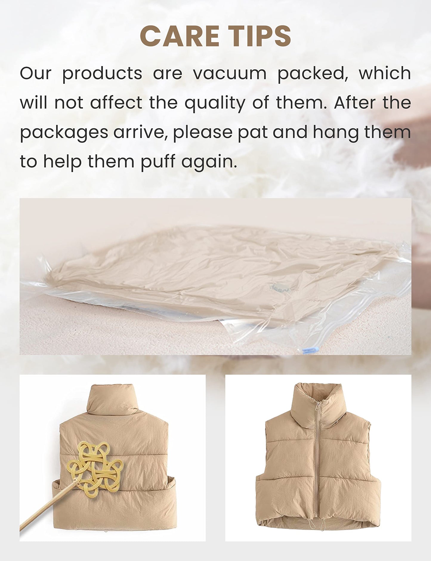 UANEO Cropped Puffer Vest Women Zip Up Stand Collar Sleeveless Padded Crop Puffy Vests (Khaki-S)