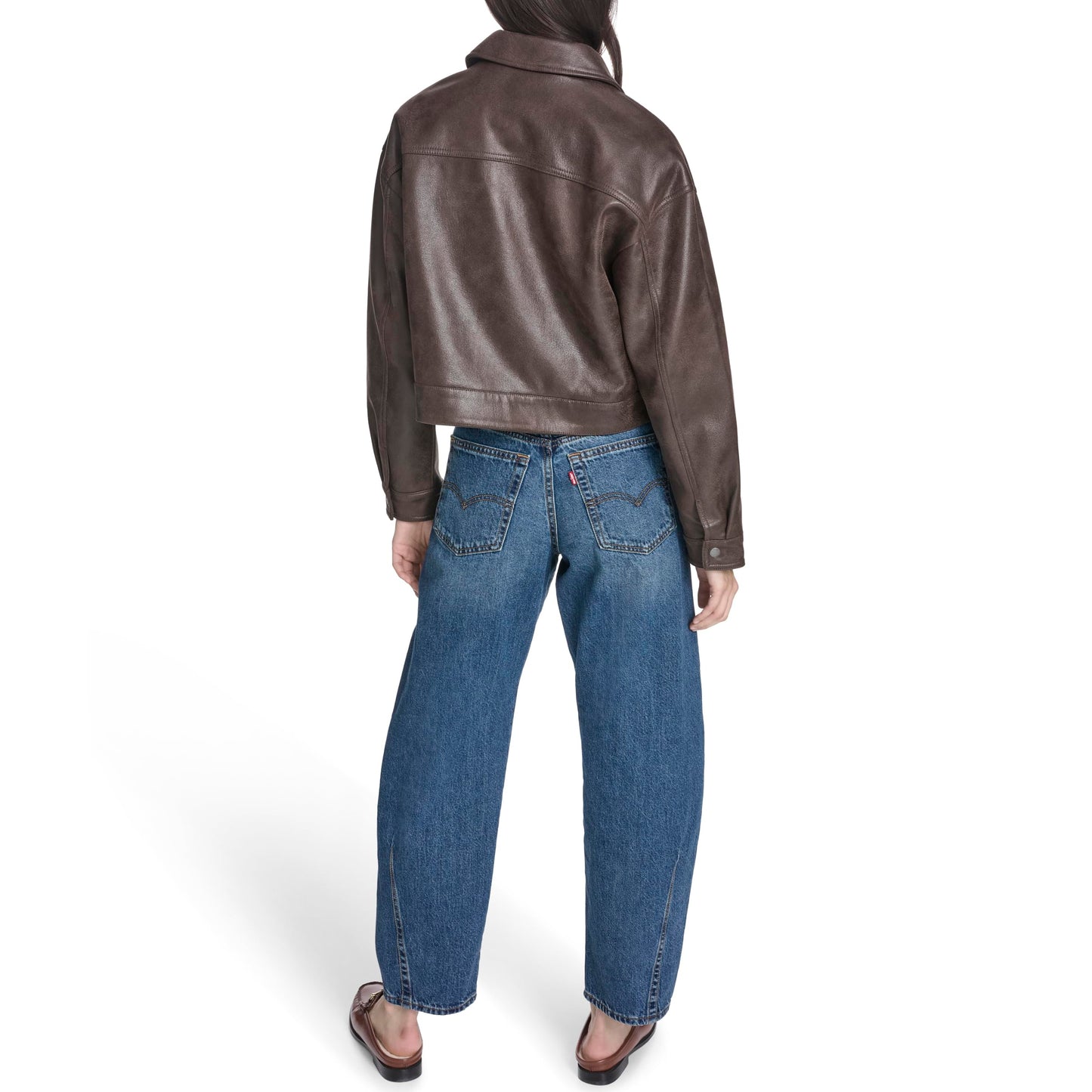 Levi's Women's Relaxed Fit Zip Front Jacket, Dark Brown Faux Suede, X-Large