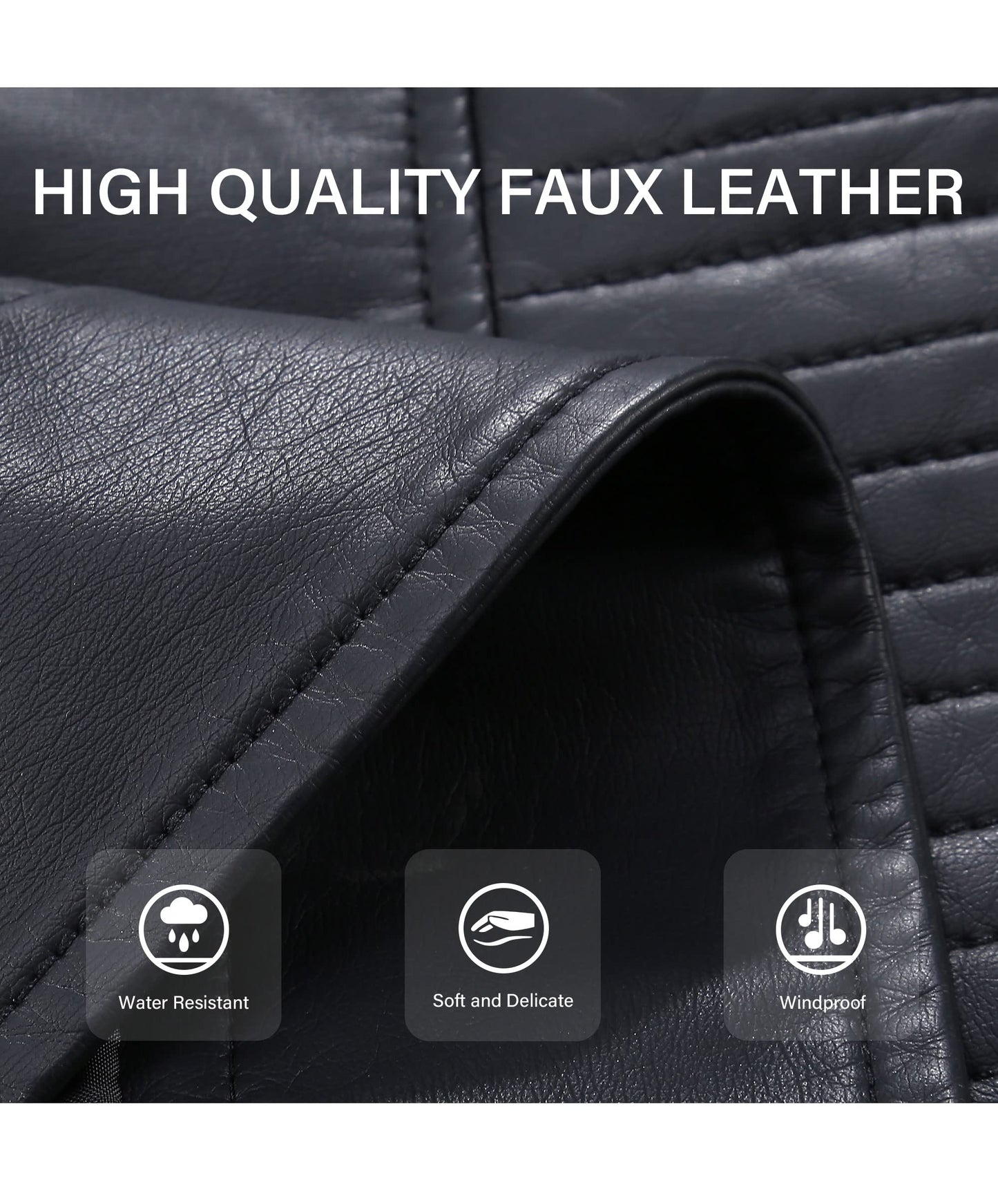 Bellivera Women's Faux Leather Casual Jacket 2026 Spring Trendy Motorcycle Outfits Lightweight Classic Coat 53 Black L