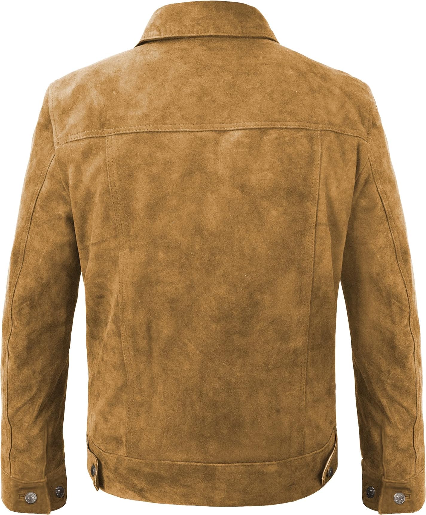 LP-FACON Mens Trucker Brown Suede Western Style Cowboy Leather Jacket XL