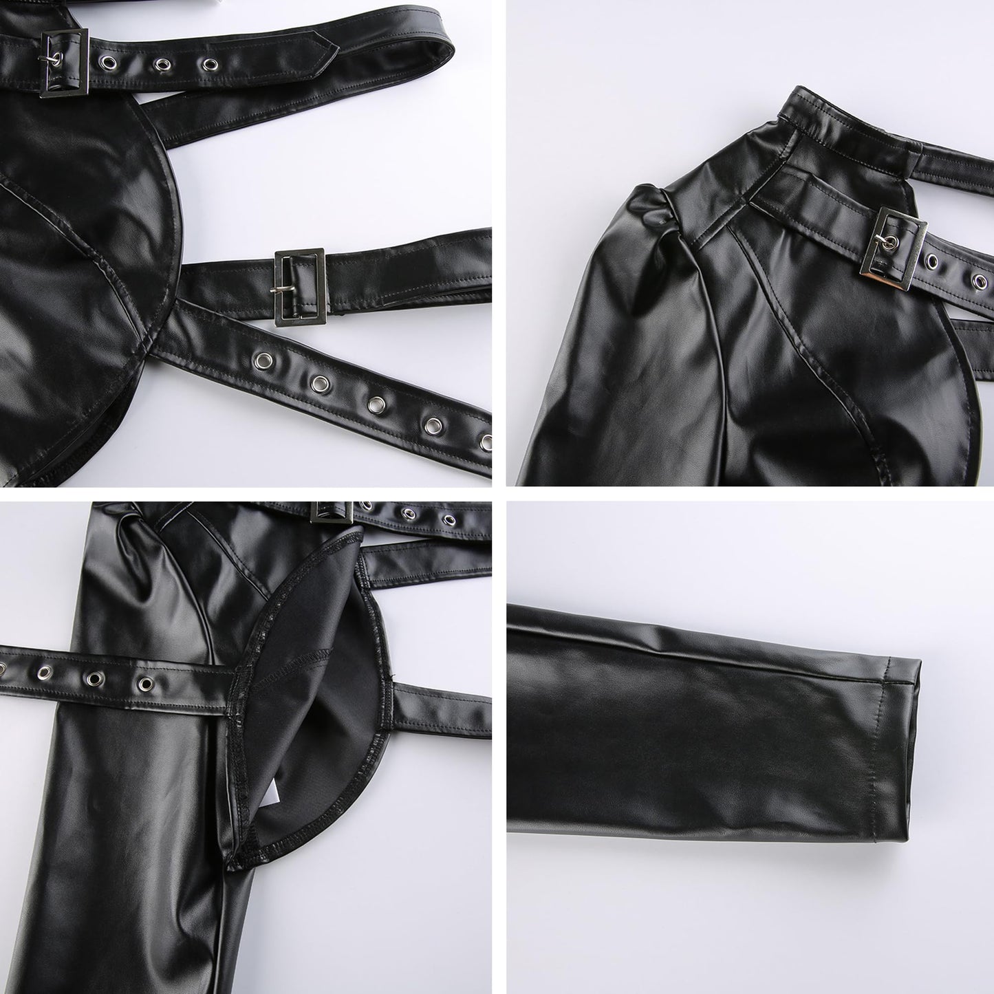 CAUDIO Women's One-Shoulder Faux Leather Jacket Motorcycle Biker Coat Y2K Outdoor Grunge Costume Cocktail Party Tops