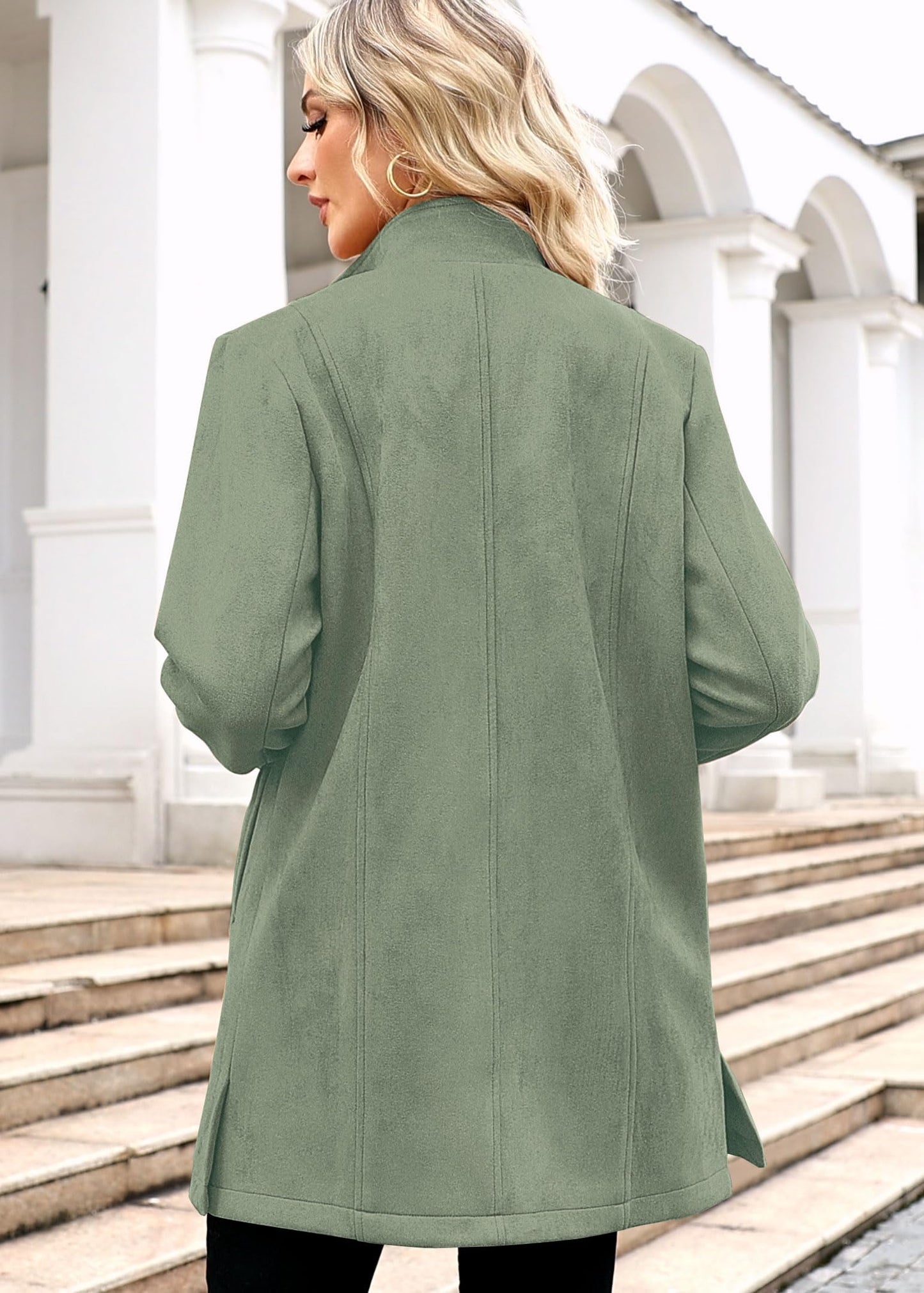 Women's Single Breasted Suede Leather Jacket Coat 2025 Fashion Winter Stand Collar Trench Coats