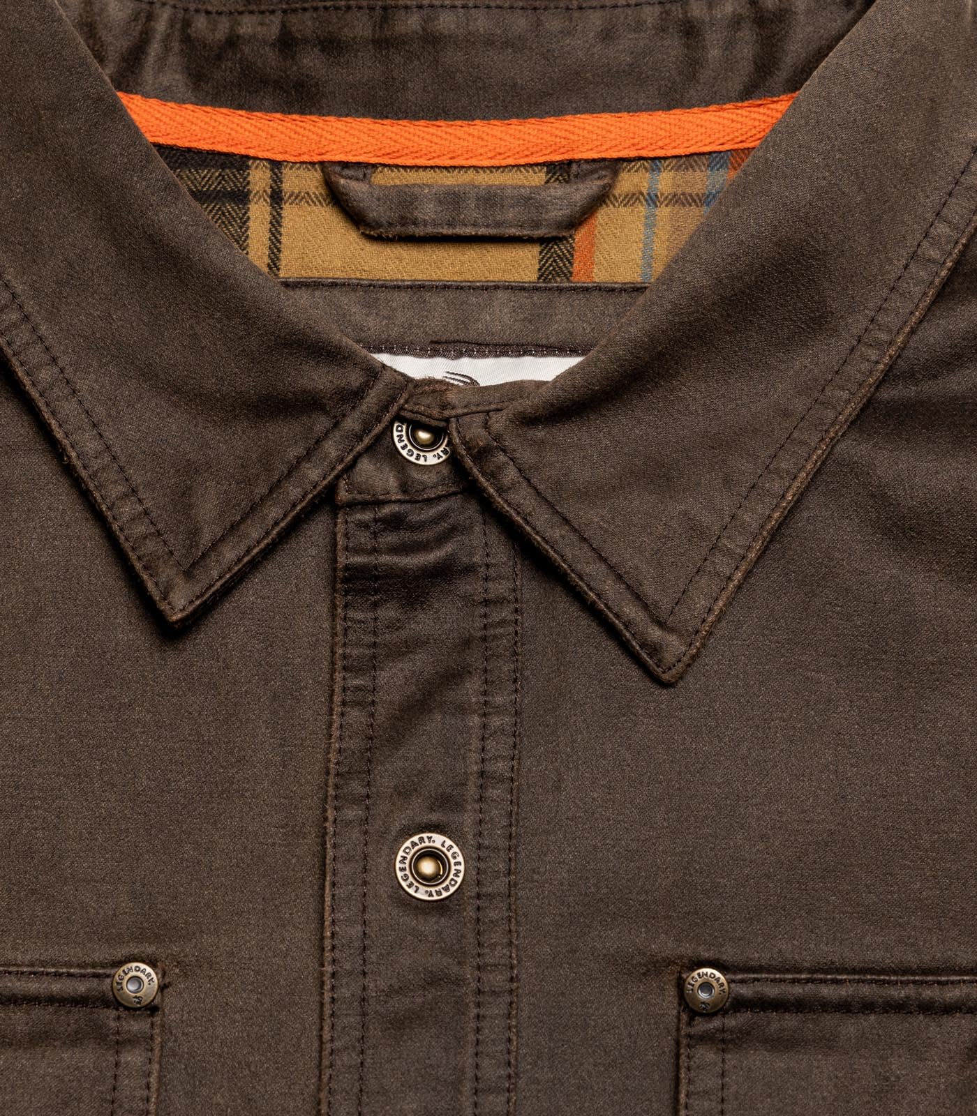 Mens Flannel Lined Waxed Cotton Shirt Jacket, Tobacco, 5X-Large
