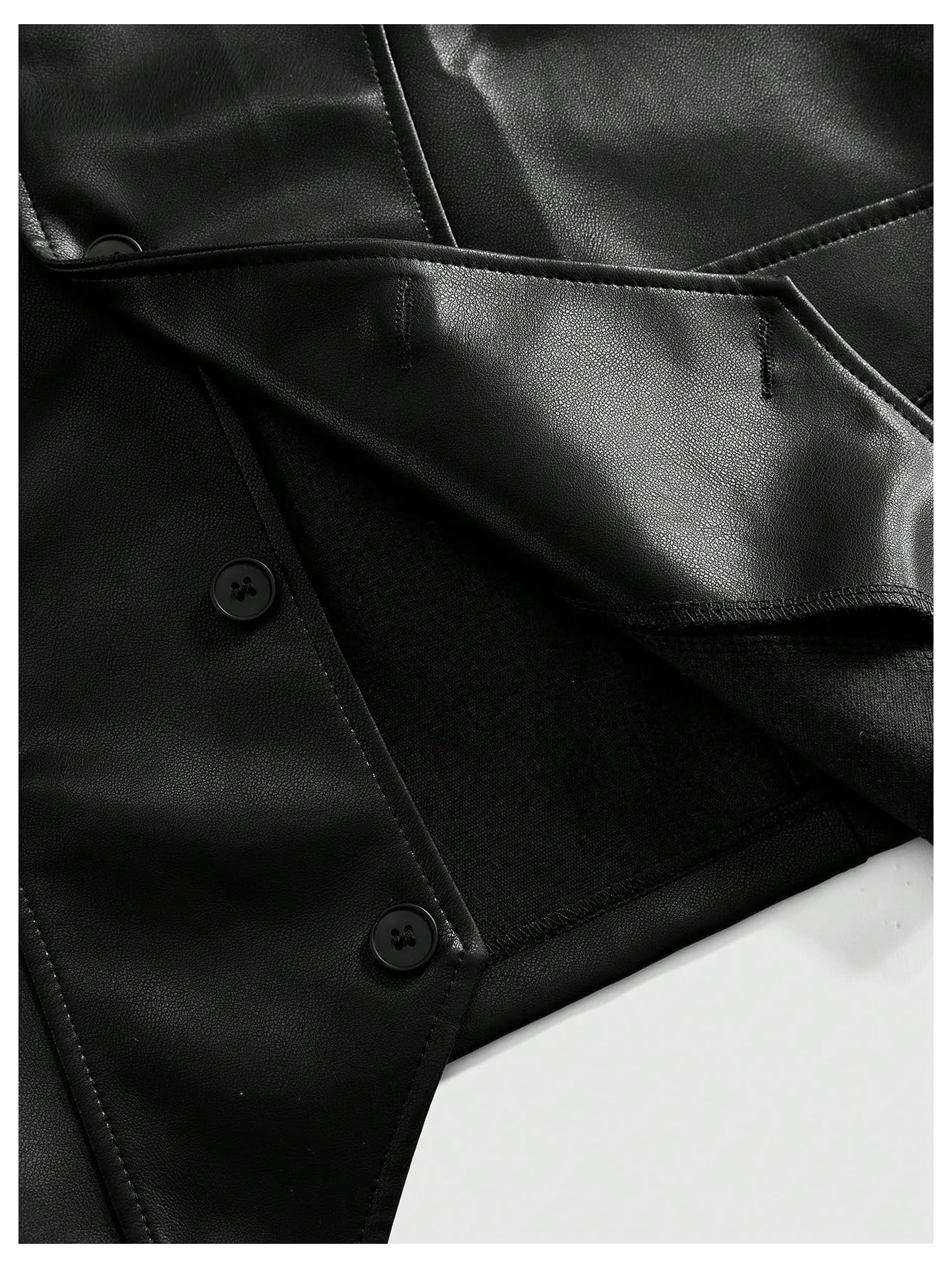 GORGLITTER Men's Faux Leather Vests Classic Button Down V Neck Western Motorcycle Vest Jacket Black Medium