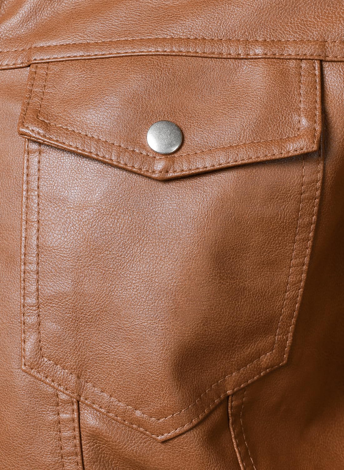 HOOD CREW Mens Leather Jacket Motorcycle Biker Jackets Casual Lightweight Faux Leather Outwear Light Brown M