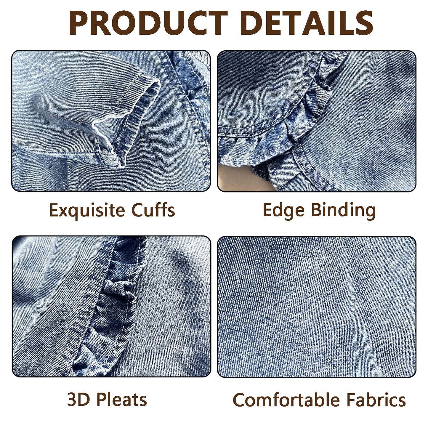 BVNTBZC Women Long Sleeve Denim Shirt Ruffled Cropped Top Coat Open Front Trendy Jean Trendy Thin Jackets(US, Alpha, Large, Regular, Regular, Blue)