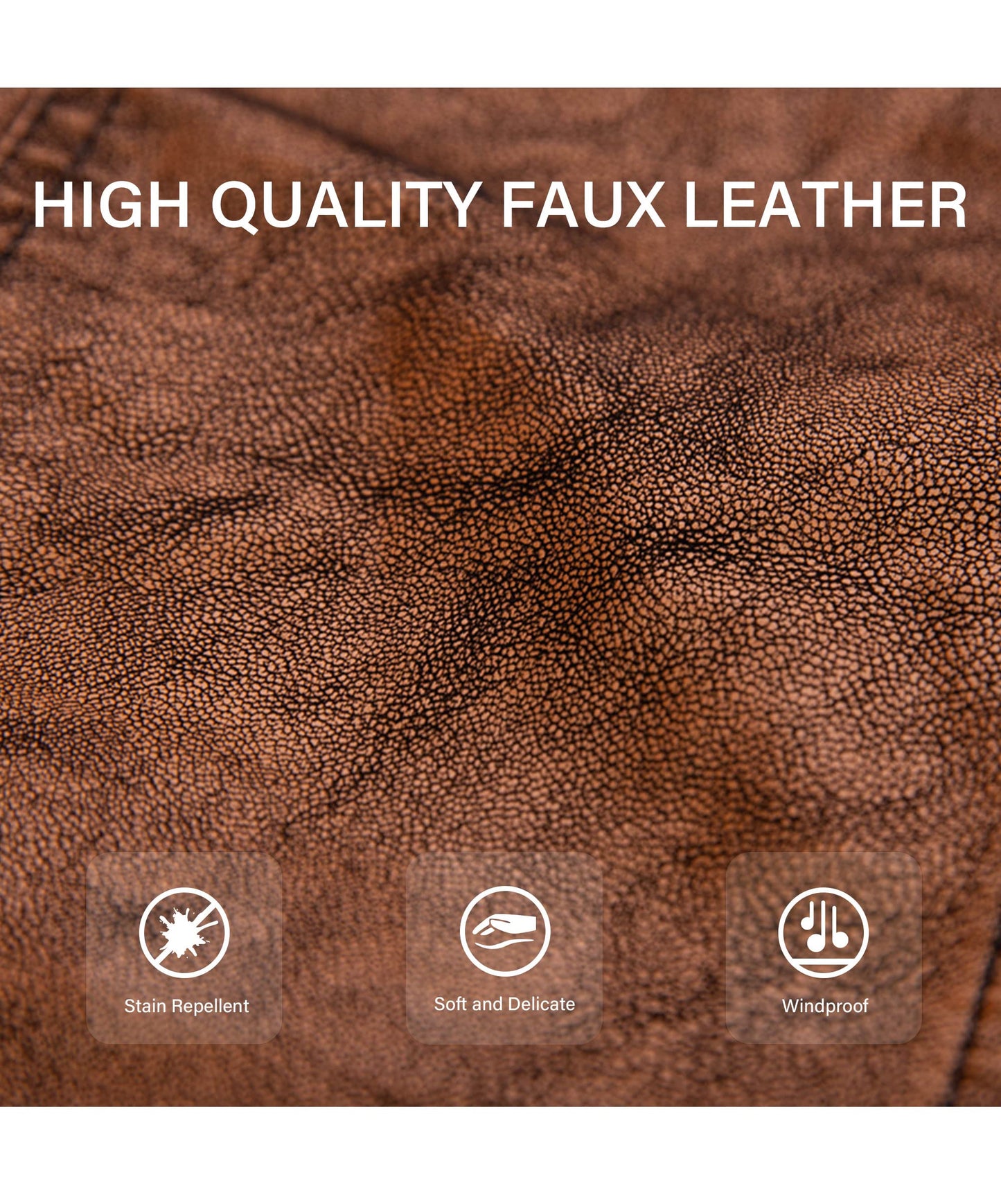 Bellivera Women's Faux Leather Casual Moto Lightweight Jacket Brown 2M