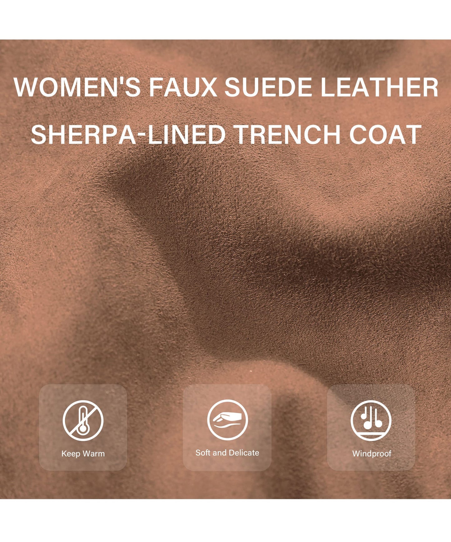 Bellivera Women Faux Suede Leather Jacket Coat with Removable Fur Collar FF20 D.Brown XL