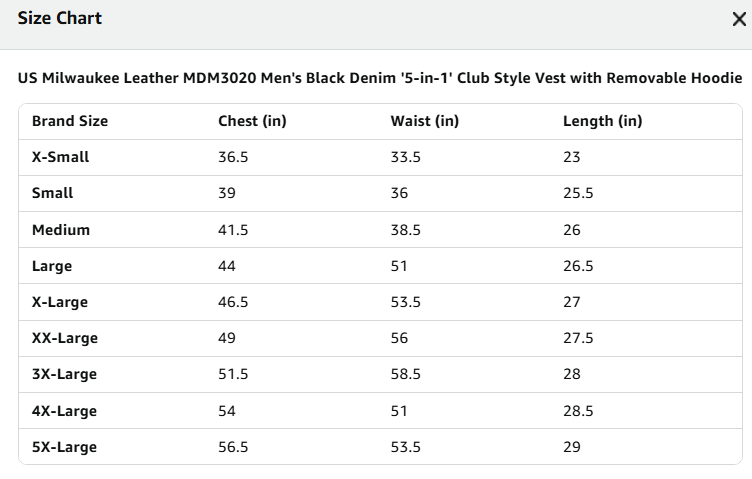Milwaukee Leather MDM3020 Men's Black Denim '5-in-1' Club Style Vest with Removable Hoodie-MD