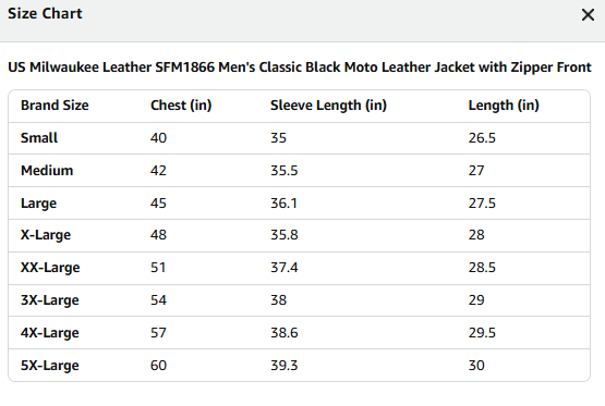 Milwaukee Leather SFM1866 Men's Classic Black Premium Leather Motorcycle Style Jacket with Zipper Front - 5X-Large