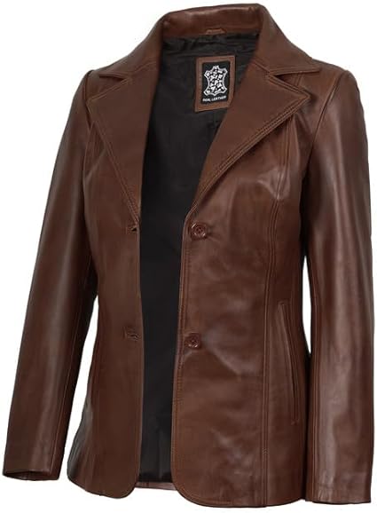 Decrum Disc Women Leather Jacket - Winter Coats for Women | [1315052] Sury Cgn, S