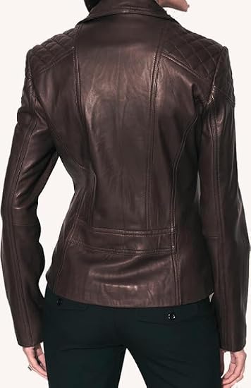 Captain Cory Womens Bambert Brown Lambskin Genuine Leather Jacket, Biker Jacket Small-A Perfect Leather Jacket for your Valentine