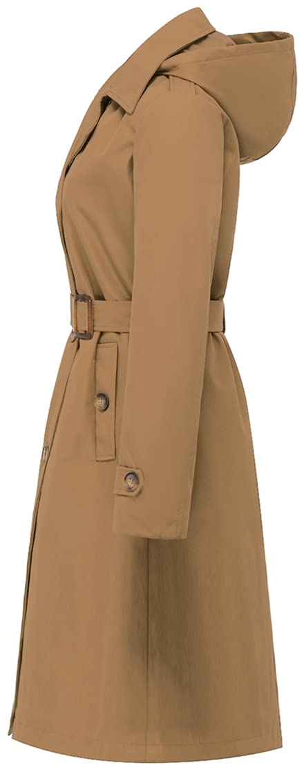 Chrisuno Long Trench Coat Women Spring Winter Coats Womens Mid Length Camel M